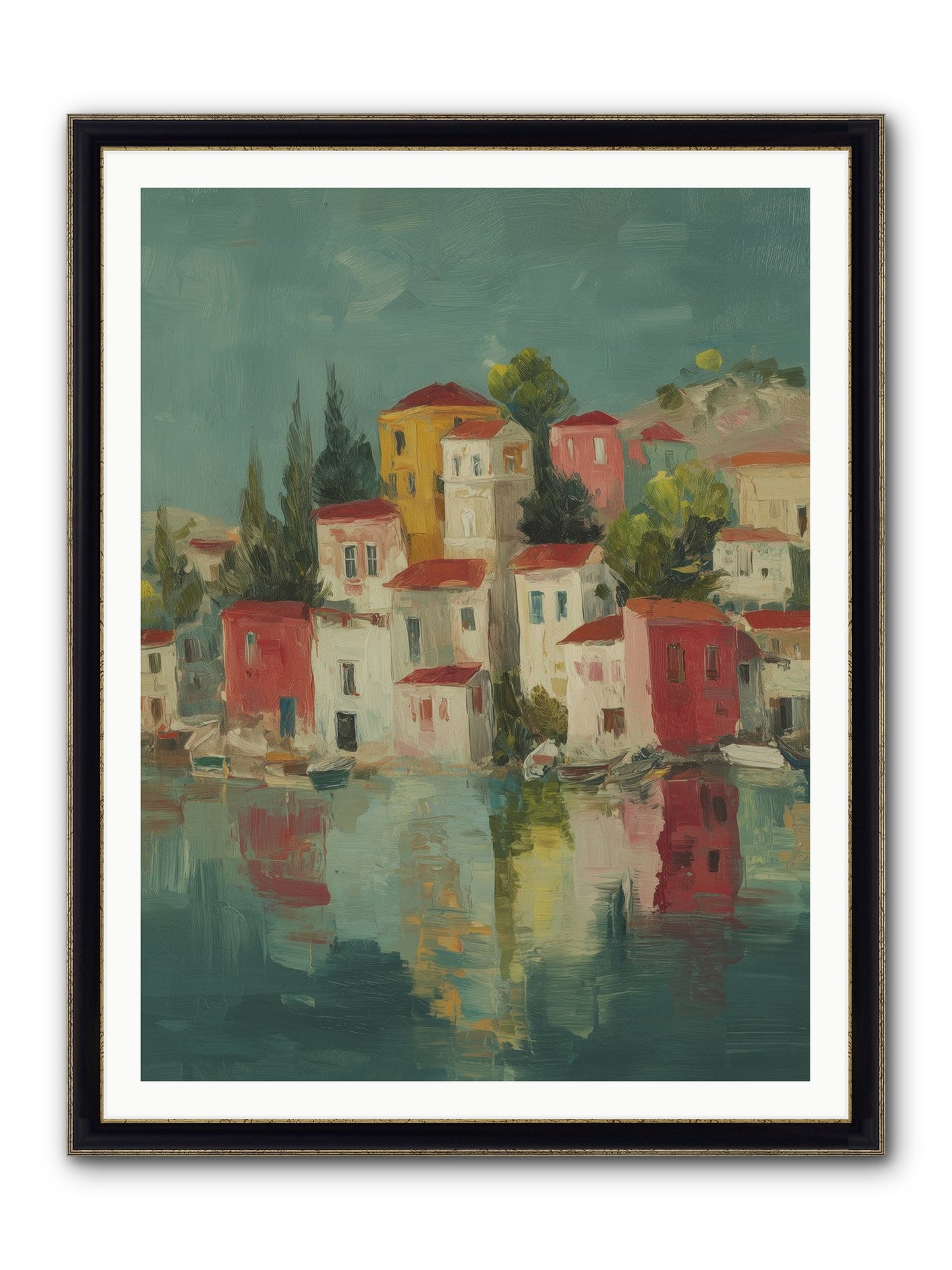 Tidal Rhythms Framed Print - Black & Gold 36x48