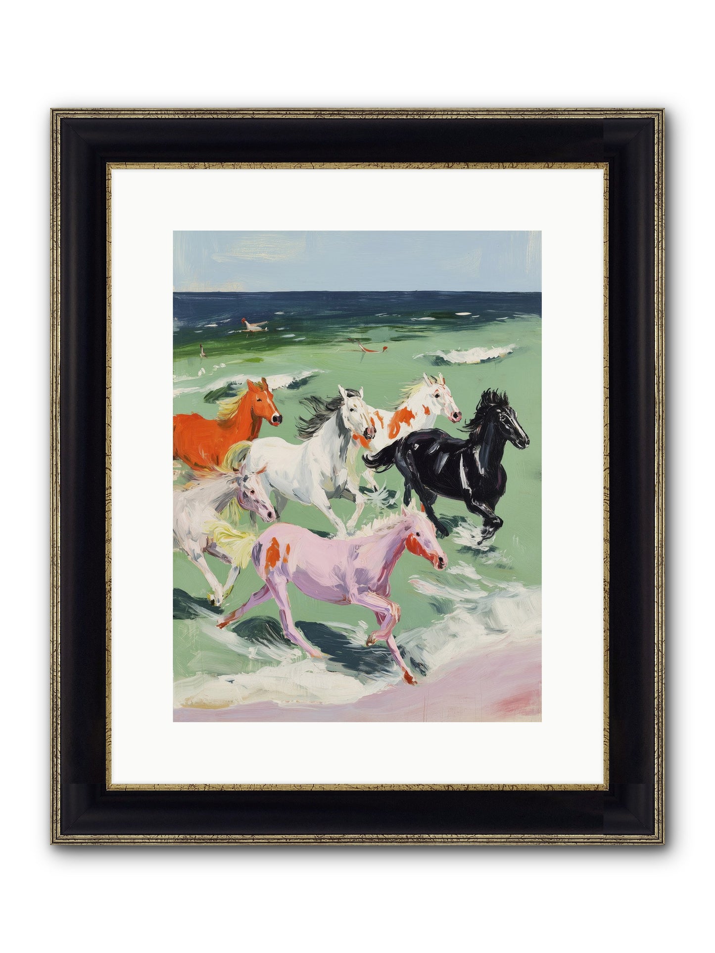 Tidal Rush Framed Print - Black & Gold 12x16