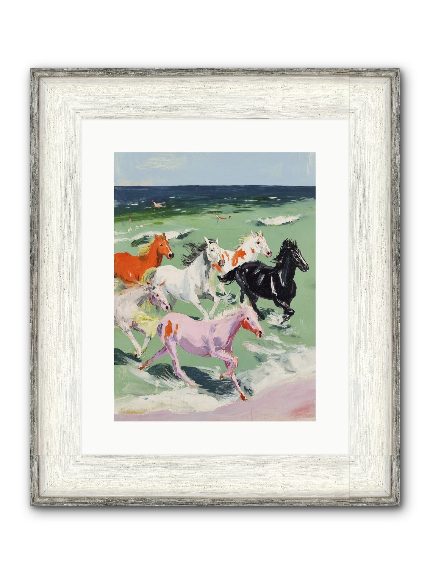 Tidal Rush Framed Print - Driftwood White 12x16