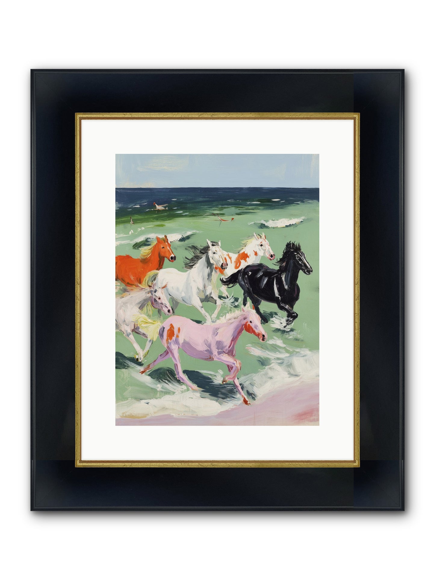 Tidal Rush Framed Print - Wide Black w/Gold 12x16