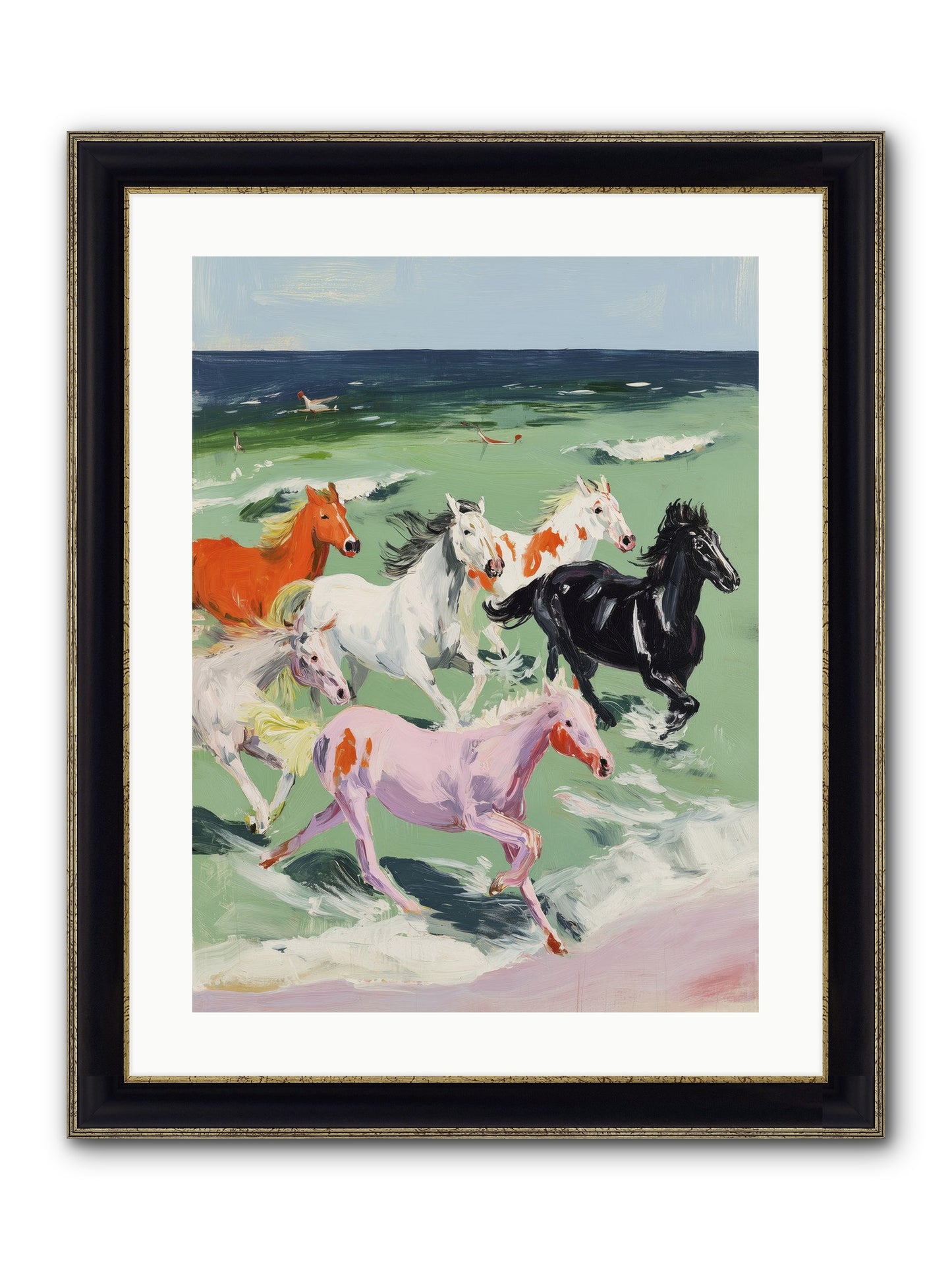 Tidal Rush Framed Print - Black & Gold 18x24