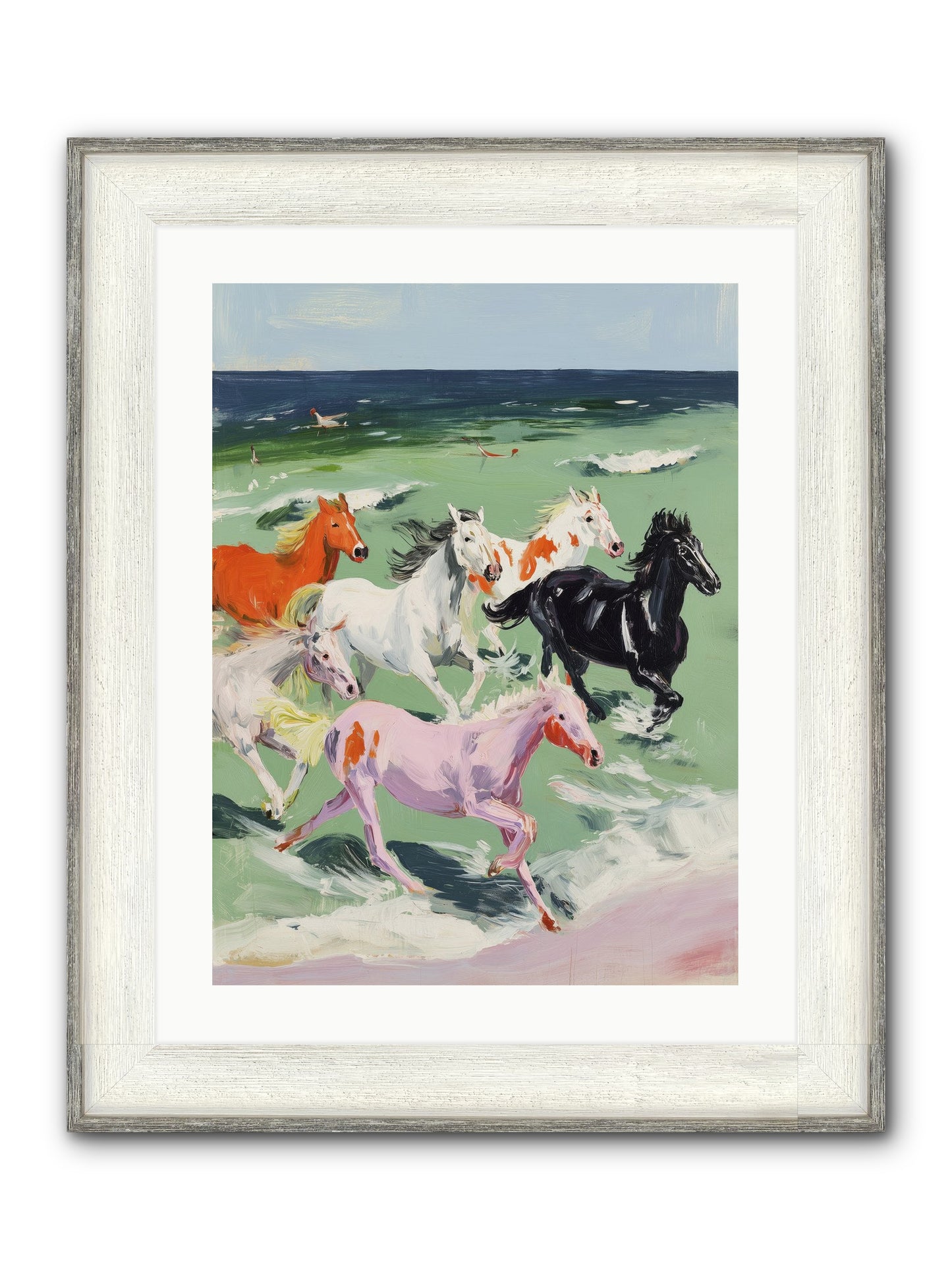 Tidal Rush Framed Print - Driftwood White 18x24