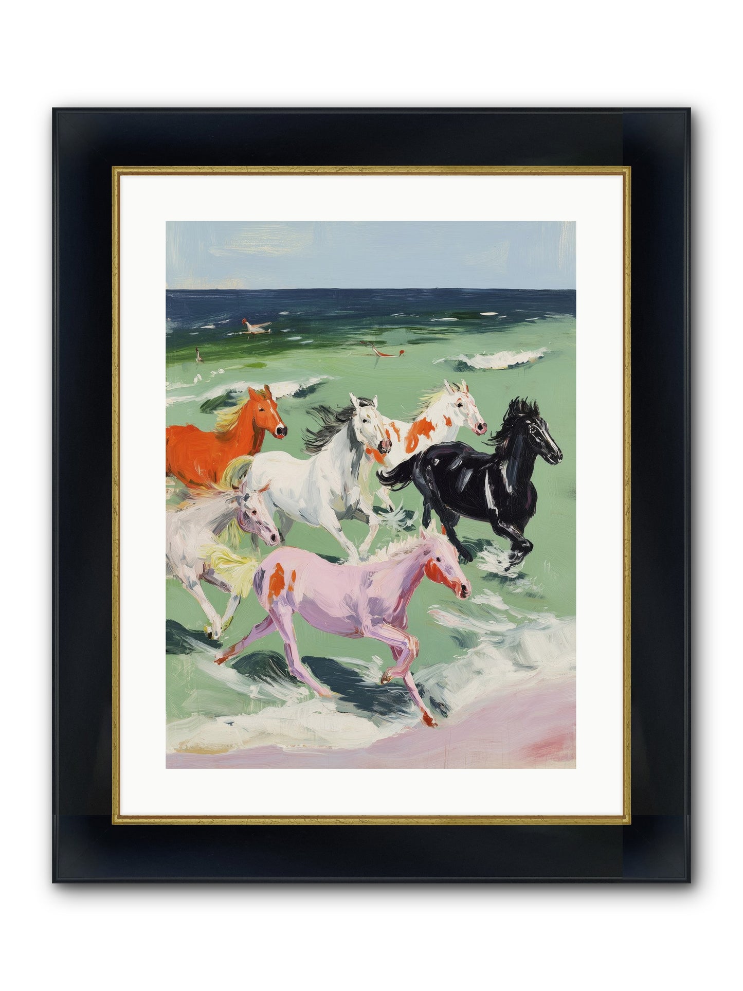 Tidal Rush Framed Print - Wide Black w/Gold 18x24