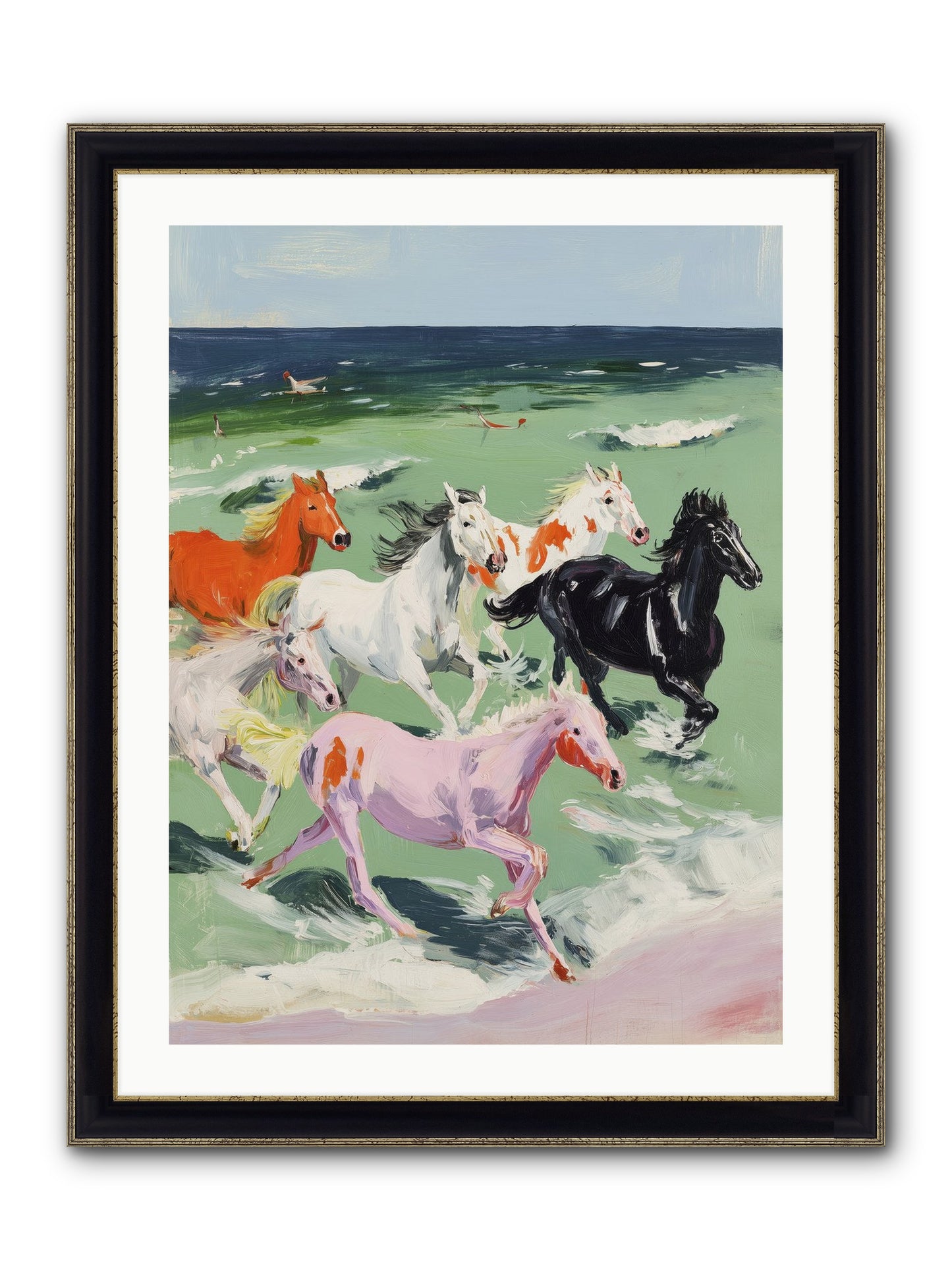 Tidal Rush Framed Print - Black & Gold 24x32