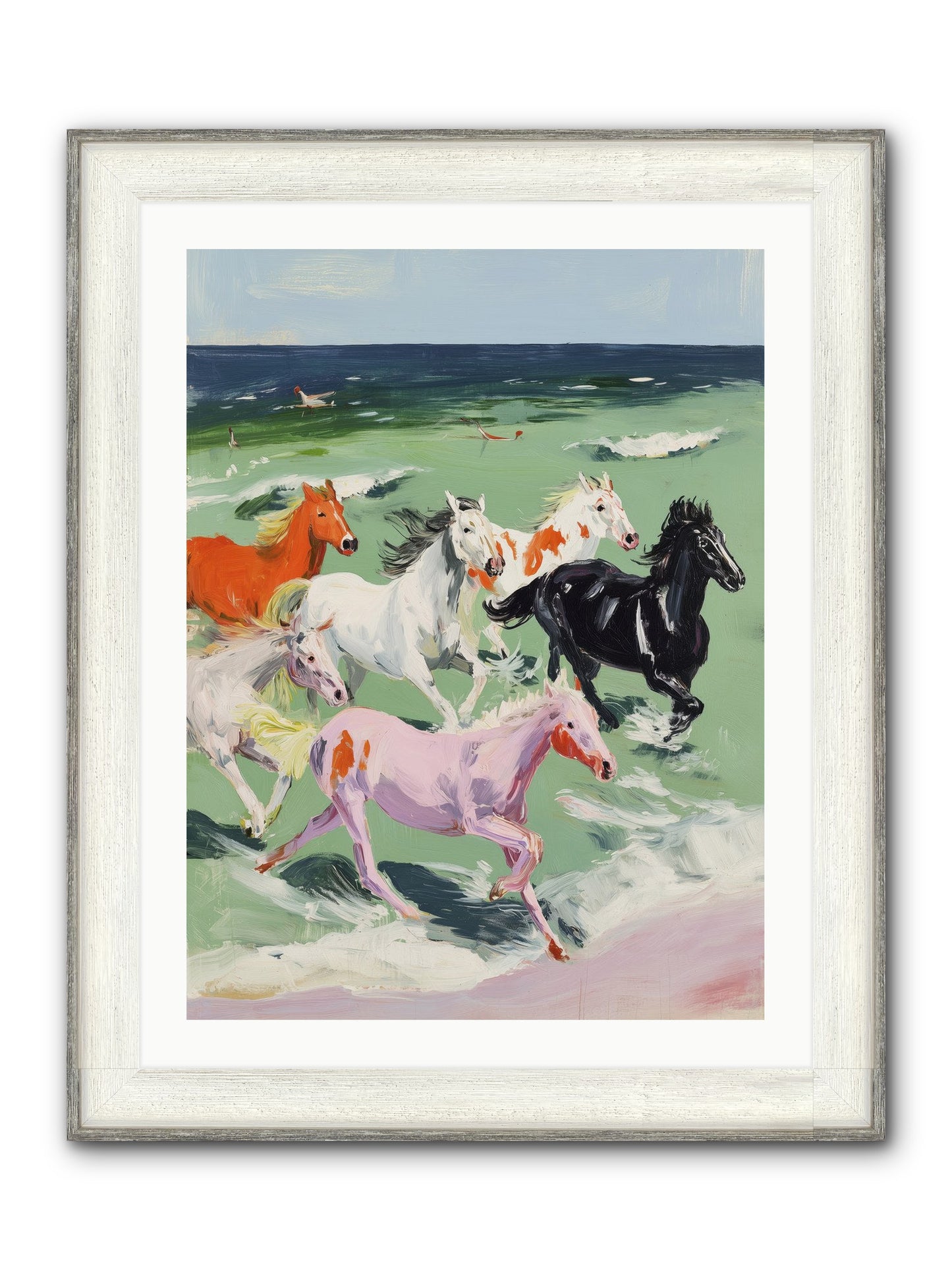Tidal Rush Framed Print - Driftwood White 24x32