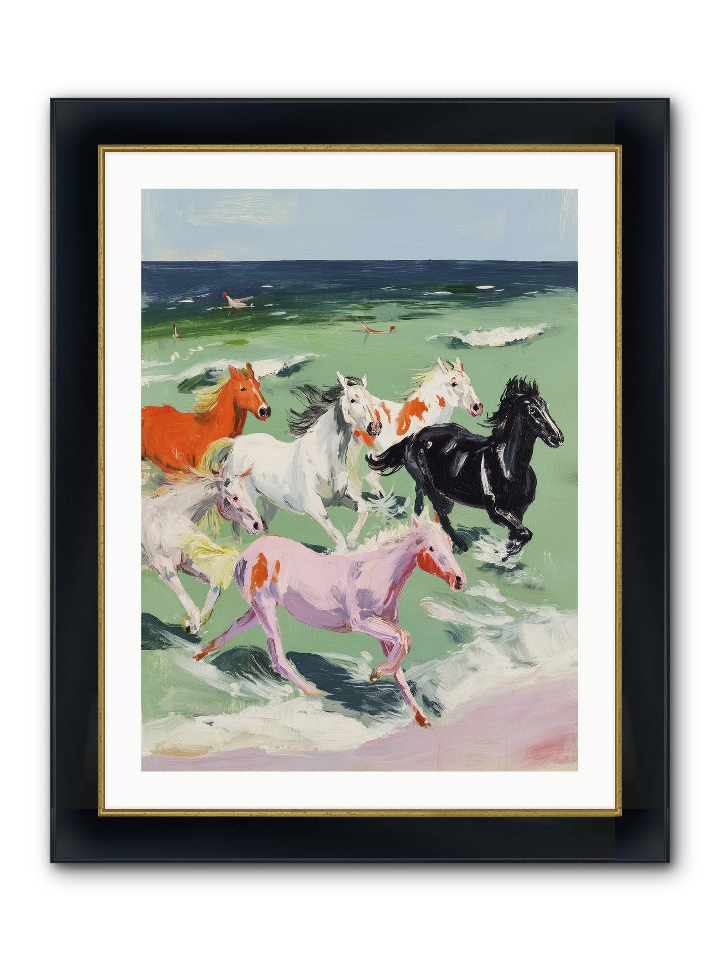 Tidal Rush Framed Print - Wide Black w/Gold 24x32