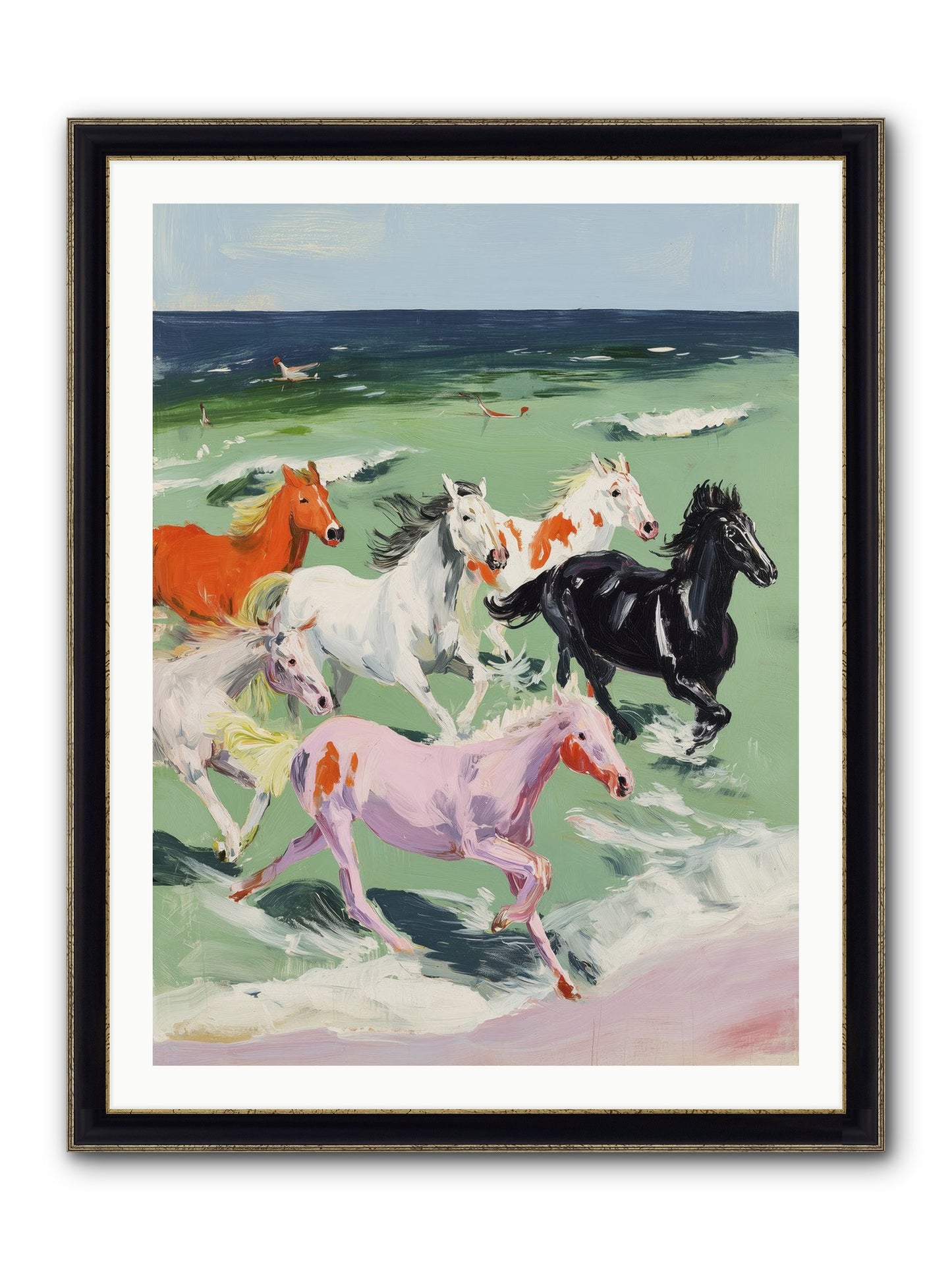 Tidal Rush Framed Print - Black & Gold 30x40