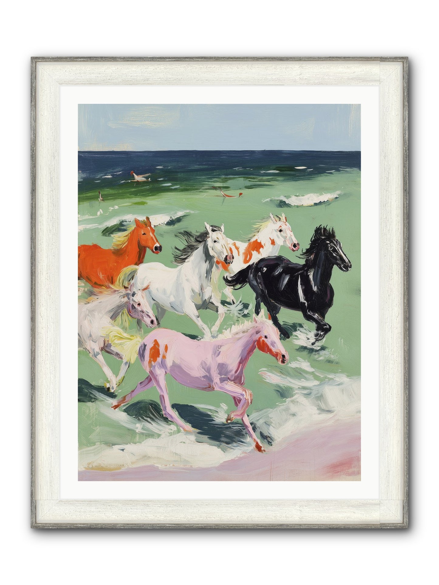 Tidal Rush Framed Print - Driftwood White 30x40
