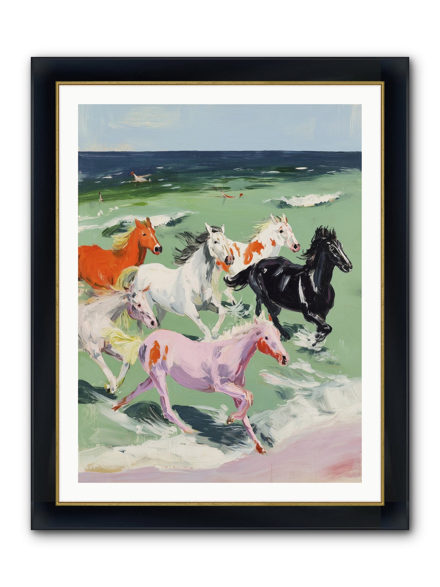Tidal Rush Framed Print - Wide Black w/Gold 30x40