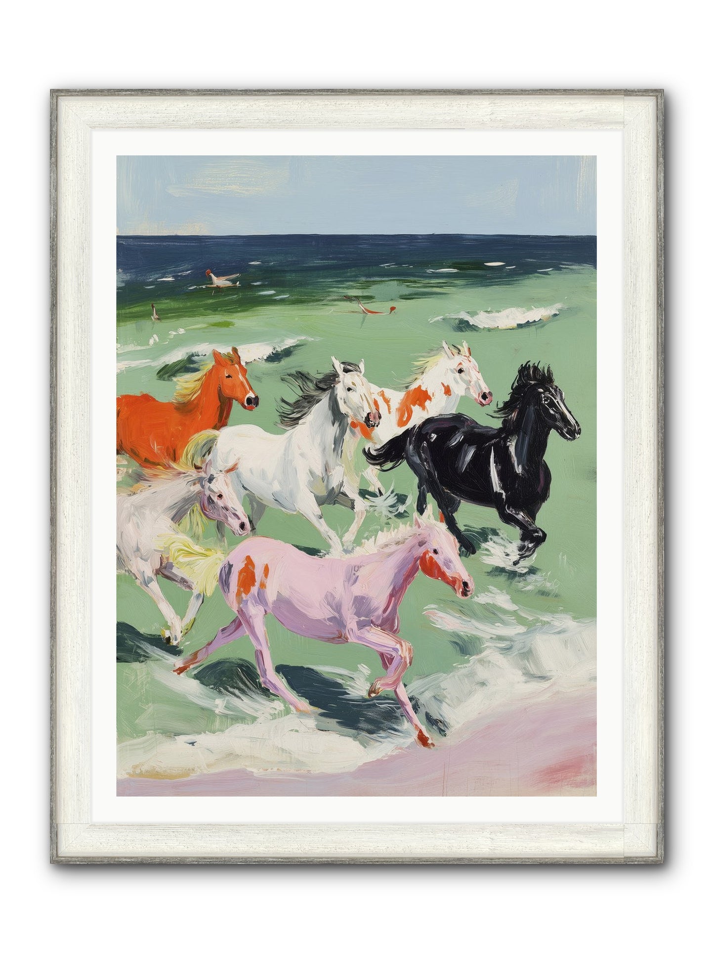 Tidal Rush Framed Print - Driftwood White 36x48