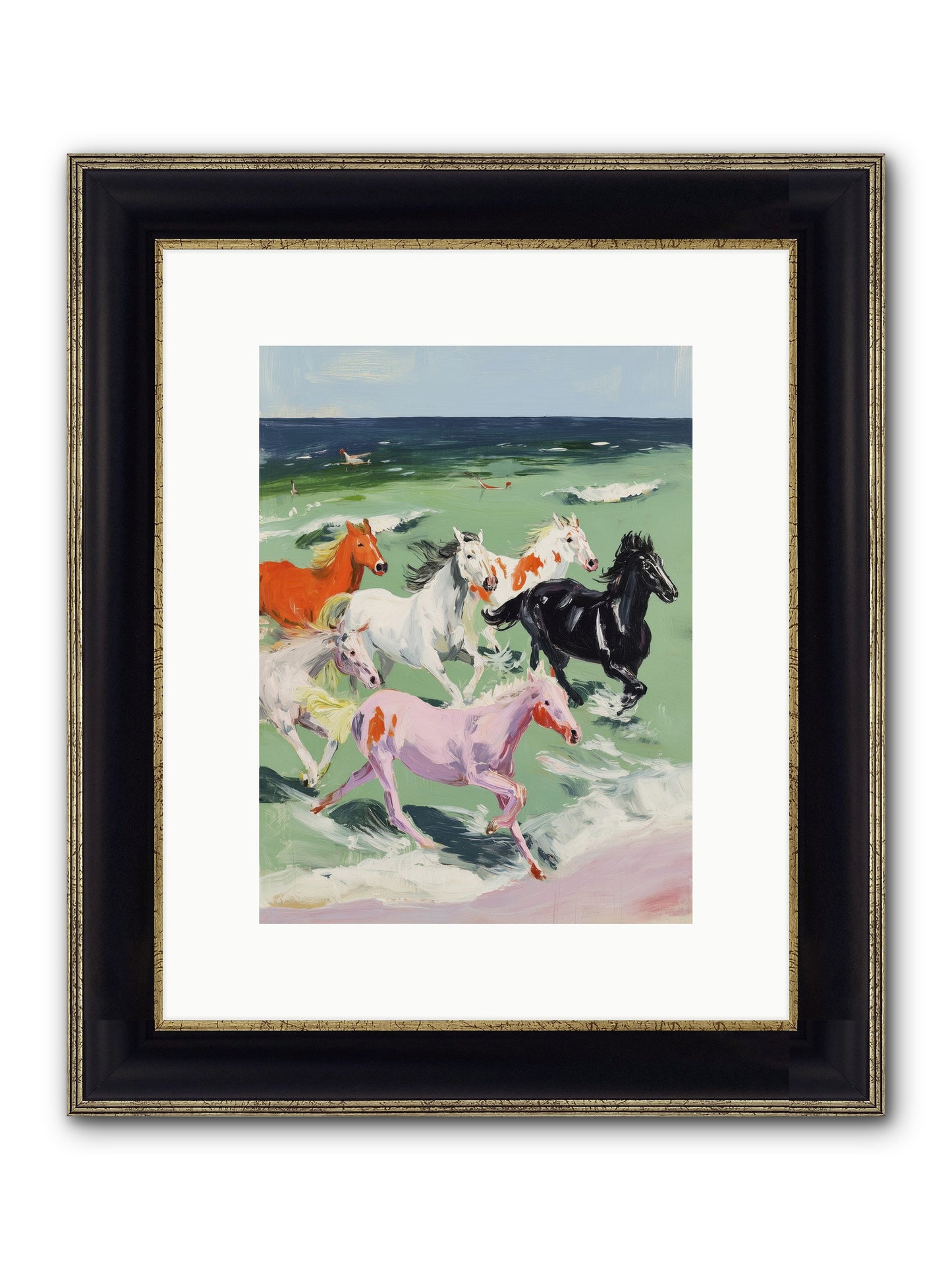 Tidal Rush Framed Print - Black & Gold 9x12