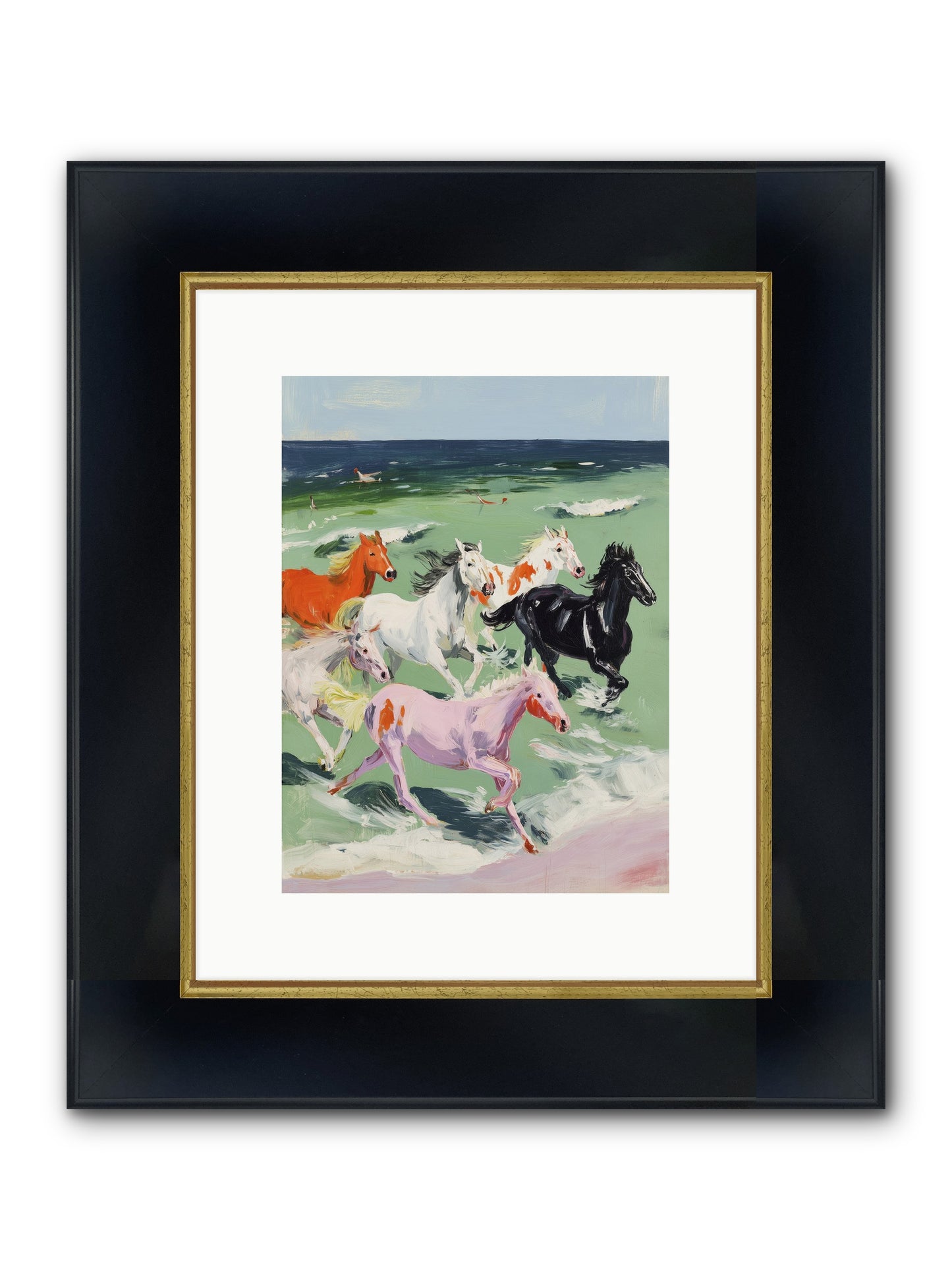Tidal Rush Framed Print - Wide Black w/Gold 9x12