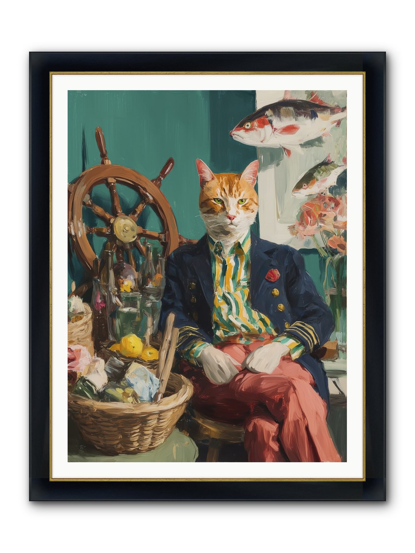 Tidal Tom Framed Print - Wide Black w/Gold 36x48