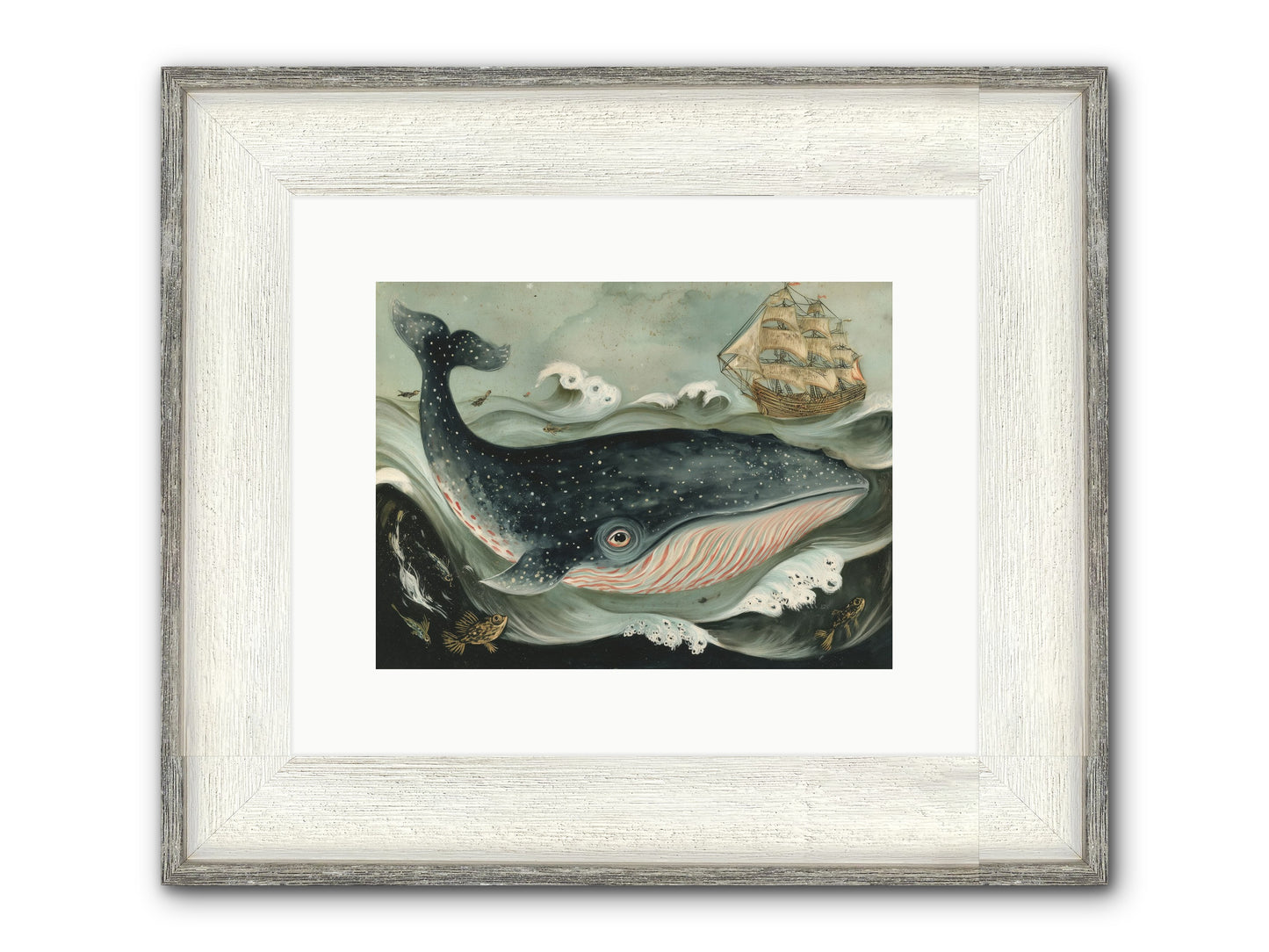 Tidal Tune Framed Print - Driftwood White 12x9