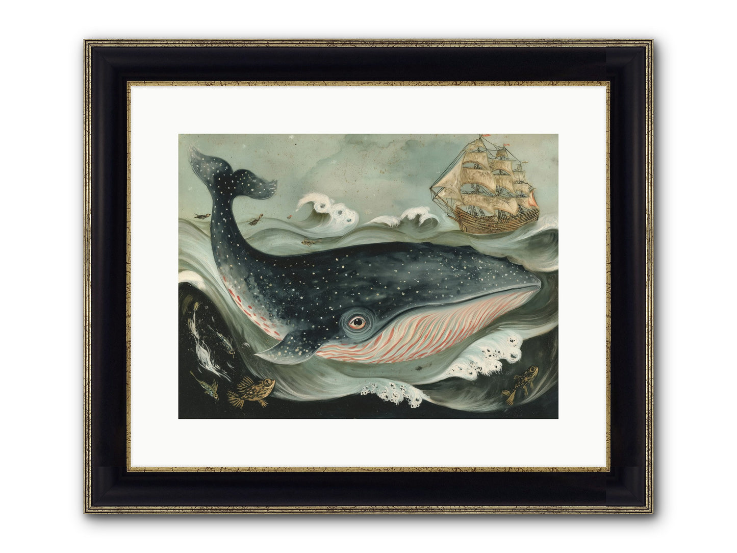 Tidal Tune Framed Print - Black & Gold 16x12