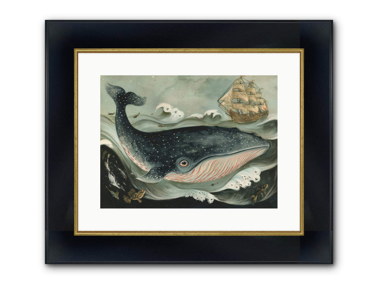 Tidal Tune Framed Print - Wide Black w/Gold 16x12
