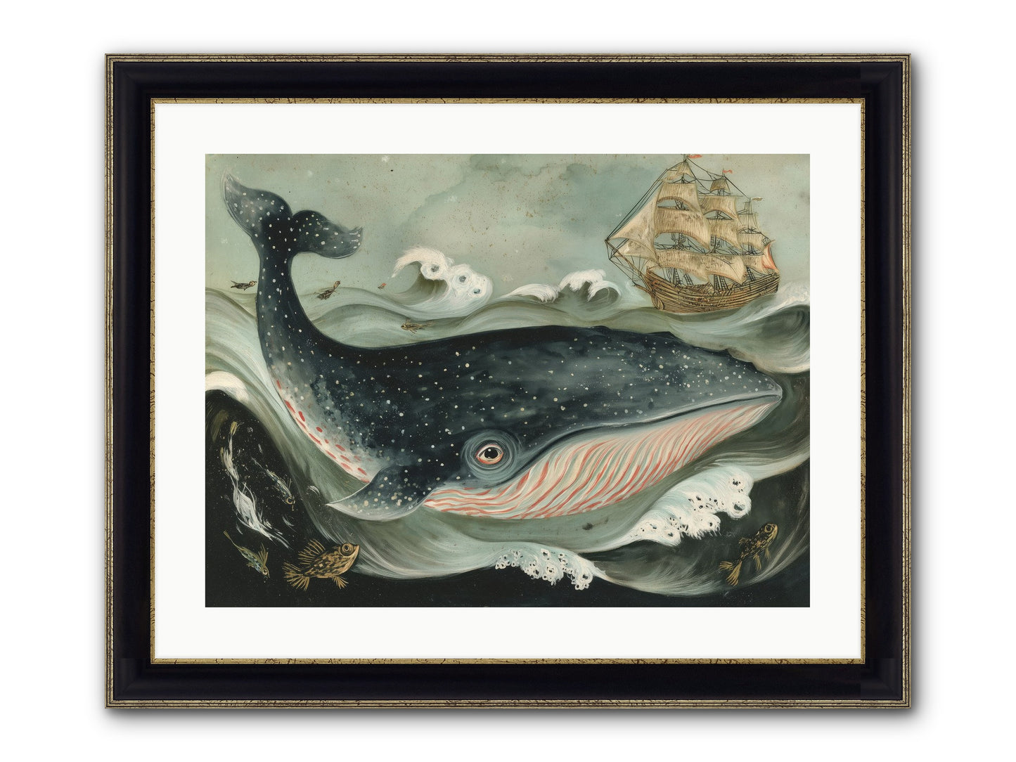 Tidal Tune Framed Print - Black & Gold 24x18