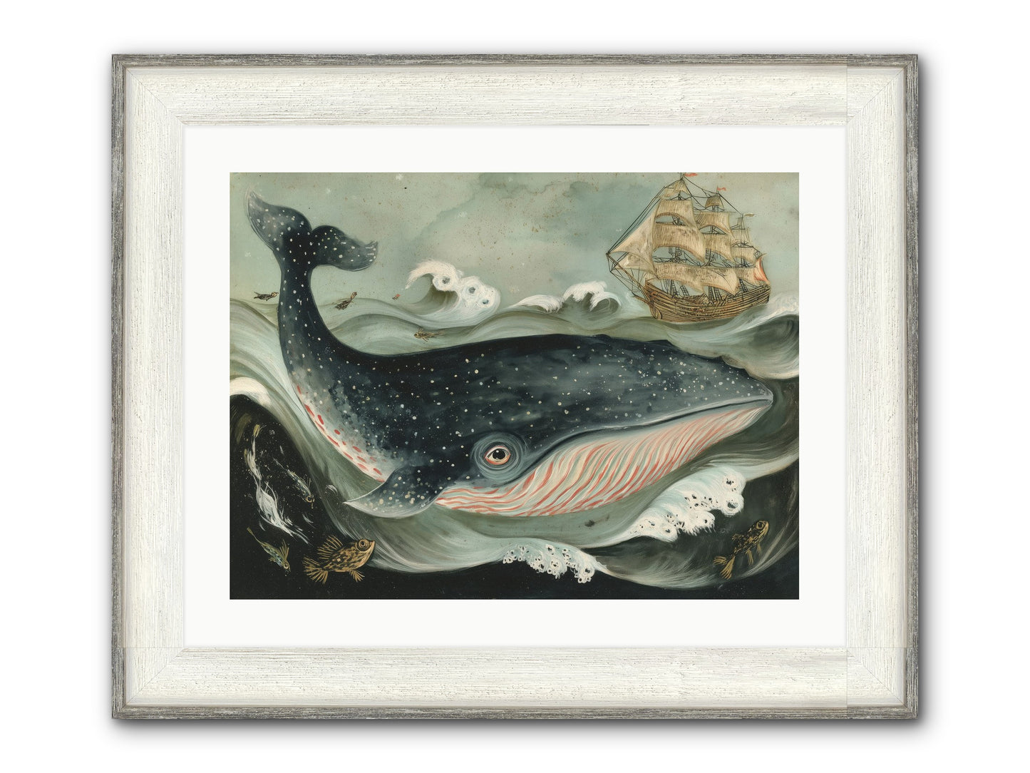 Tidal Tune Framed Print - Driftwood White 24x18