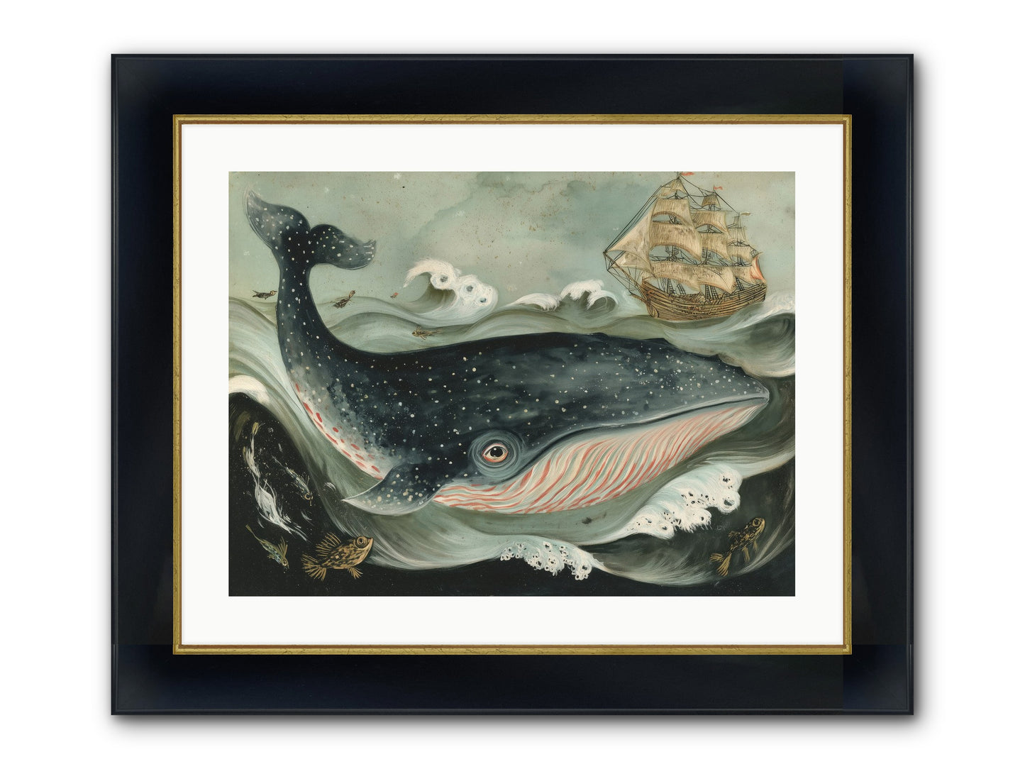 Tidal Tune Framed Print - Wide Black w/Gold 24x18