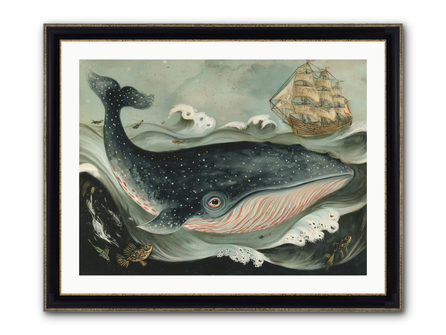 Tidal Tune Framed Print - Black & Gold 32x24