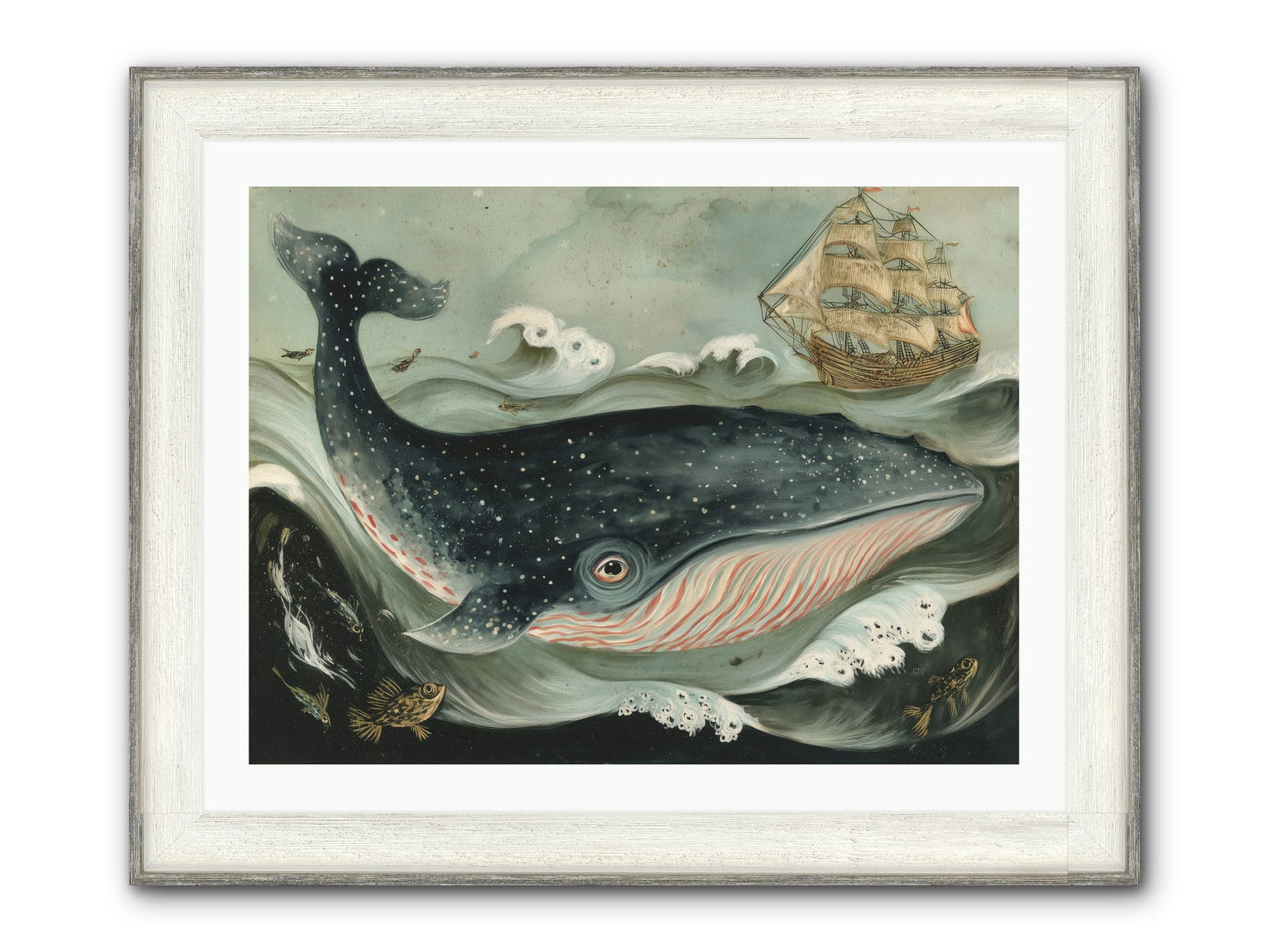 Tidal Tune Framed Print - Driftwood White 32x24