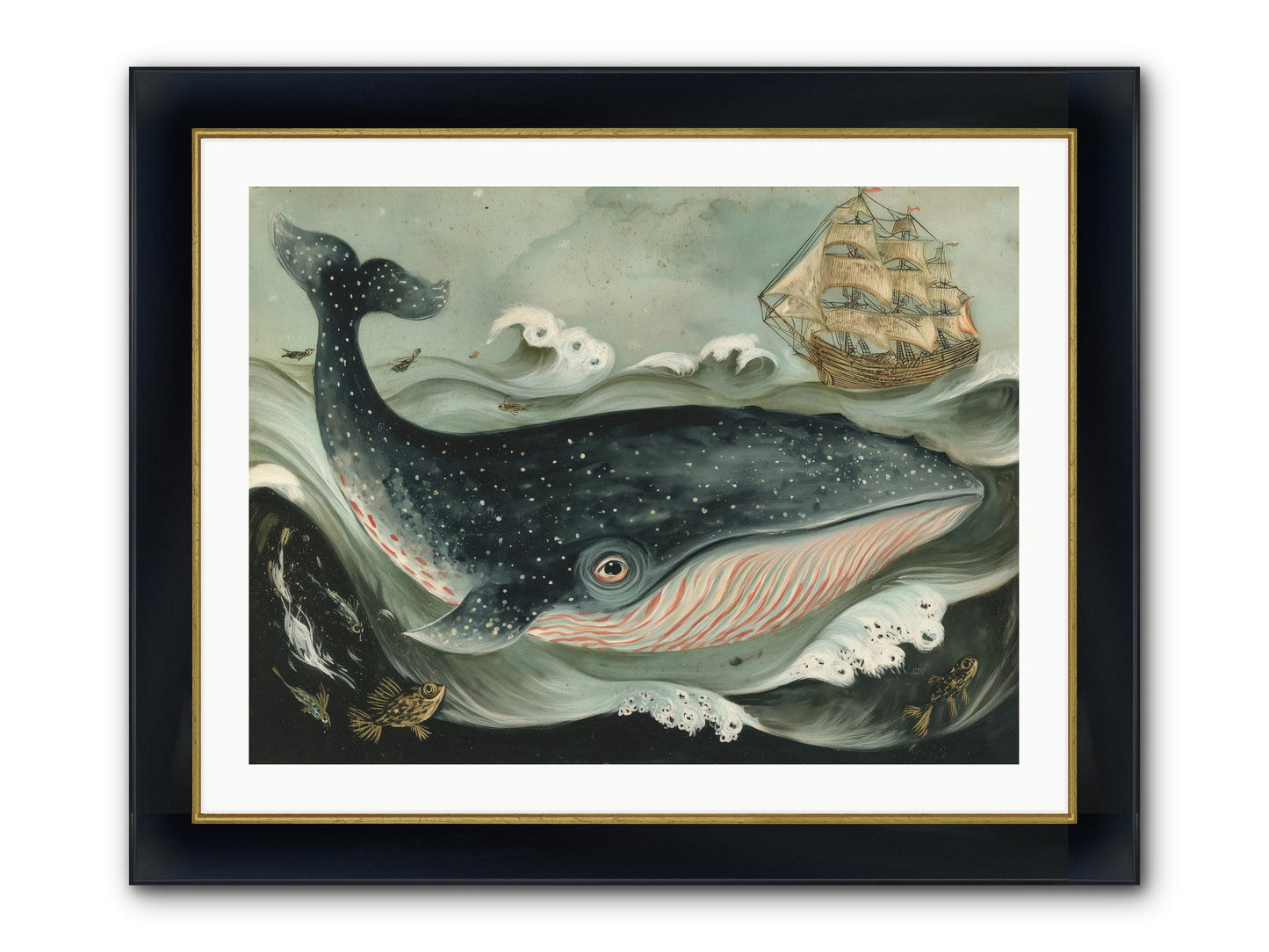 Tidal Tune Framed Print - Wide Black w/Gold 32x24