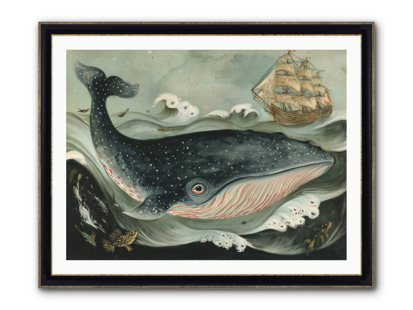 Tidal Tune Framed Print - Black & Gold 40x30