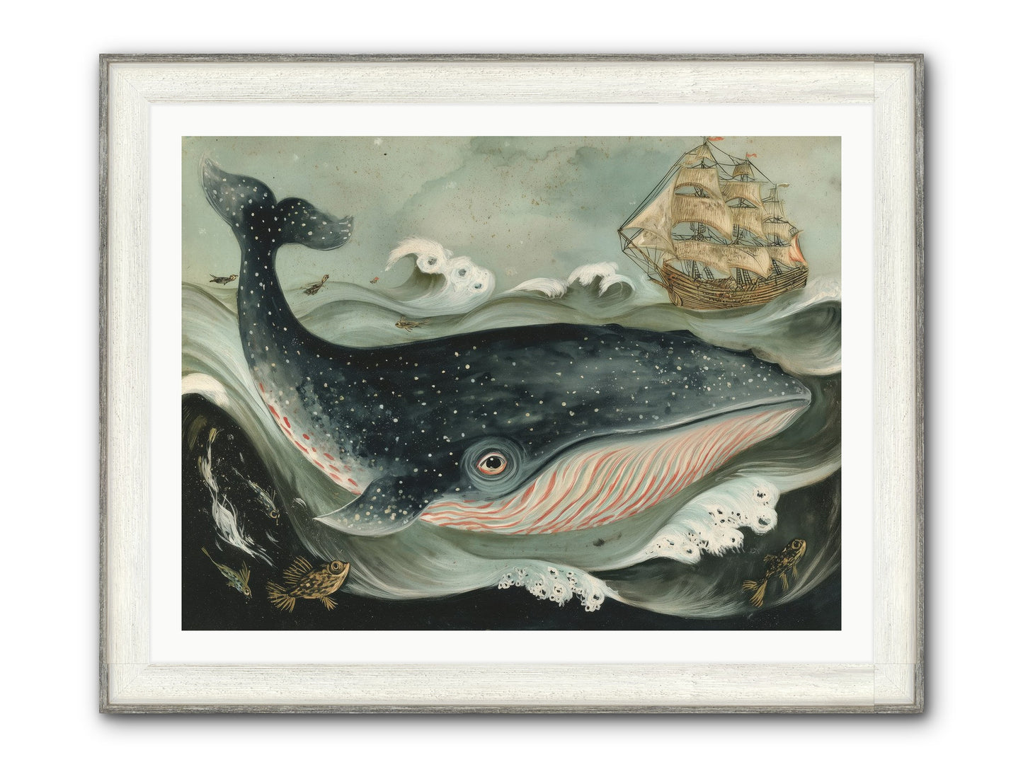 Tidal Tune Framed Print - Driftwood White 40x30