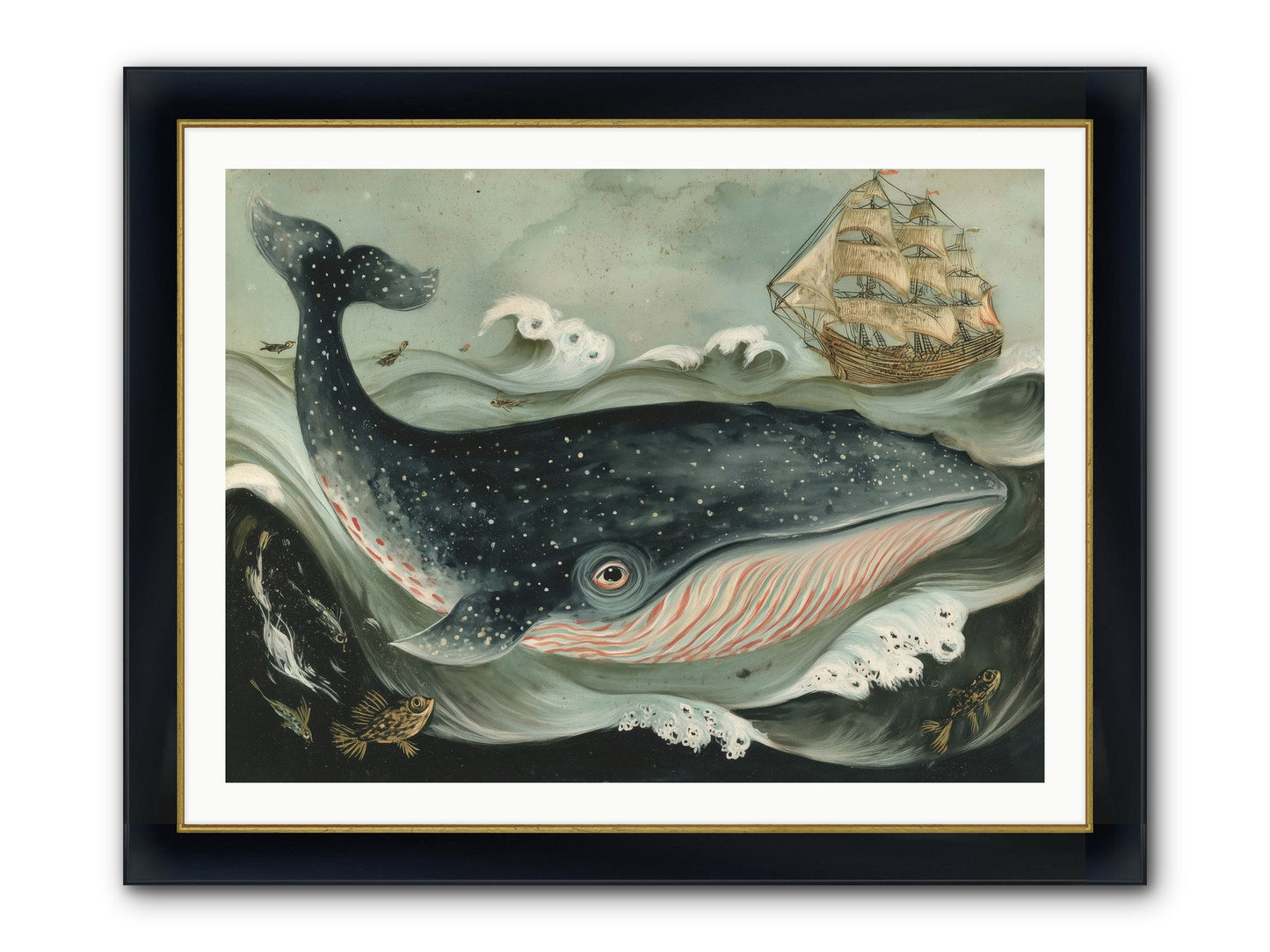 Tidal Tune Framed Print - Wide Black w/Gold 40x30