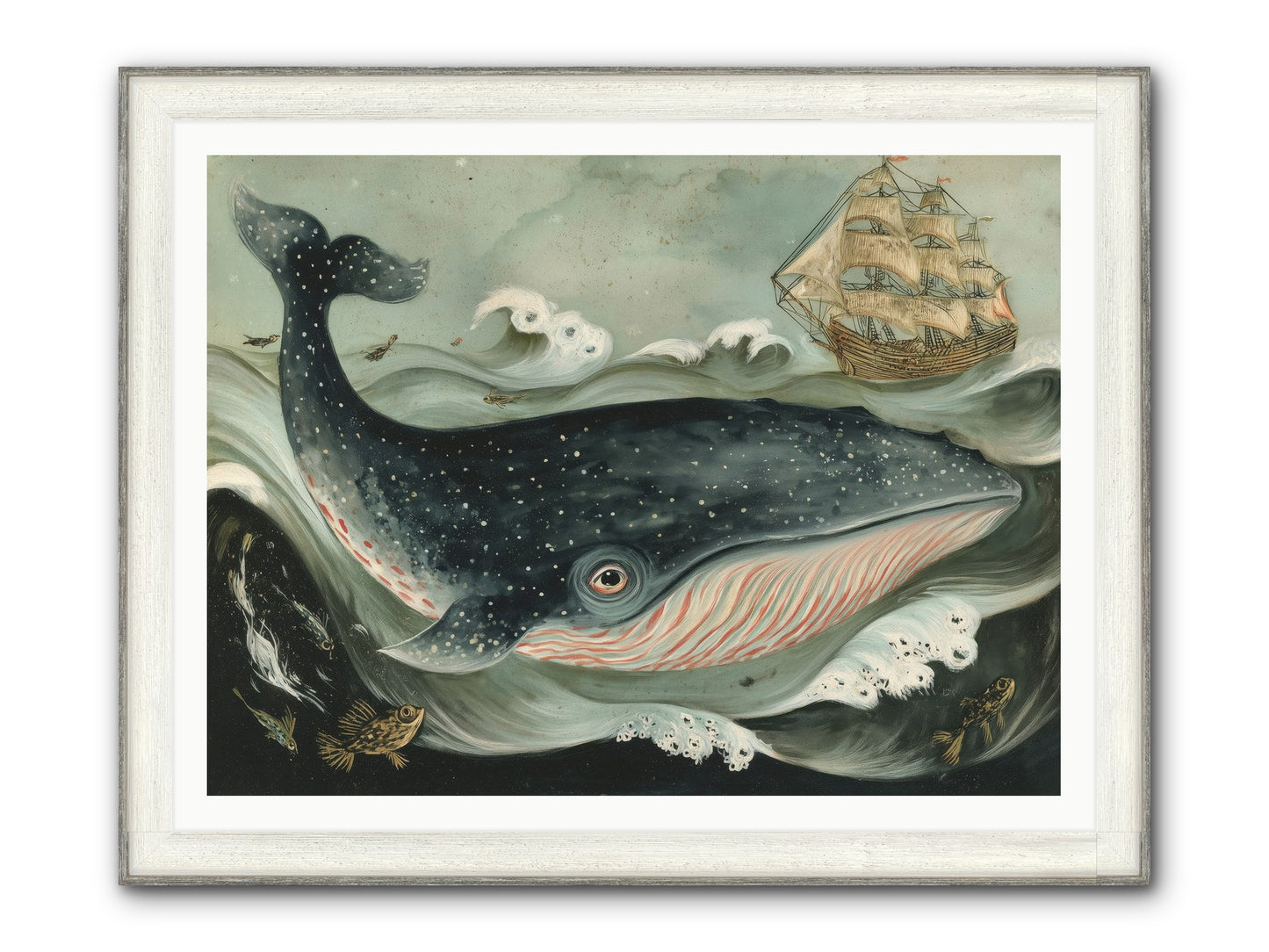 Tidal Tune Framed Print - Driftwood White 48x36