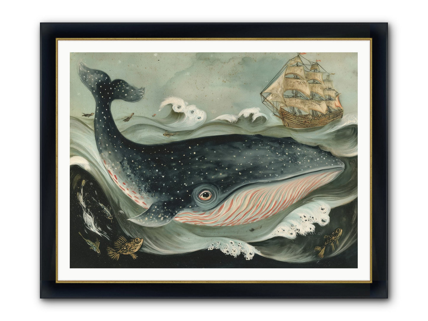 Tidal Tune Framed Print - Wide Black w/Gold 48x36