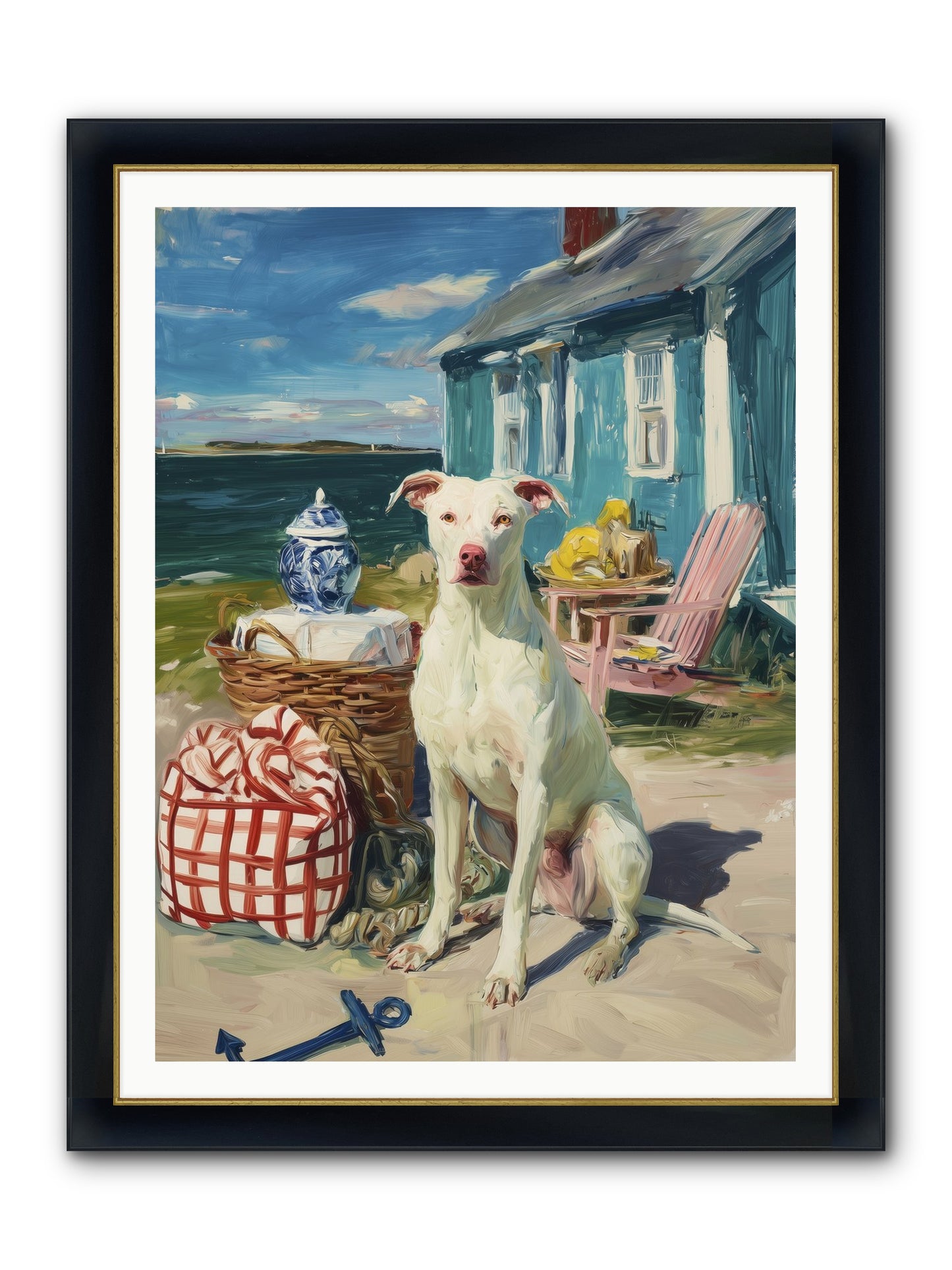 Tide Pool Tracker Framed Print - Wide Black w/Gold 36x48