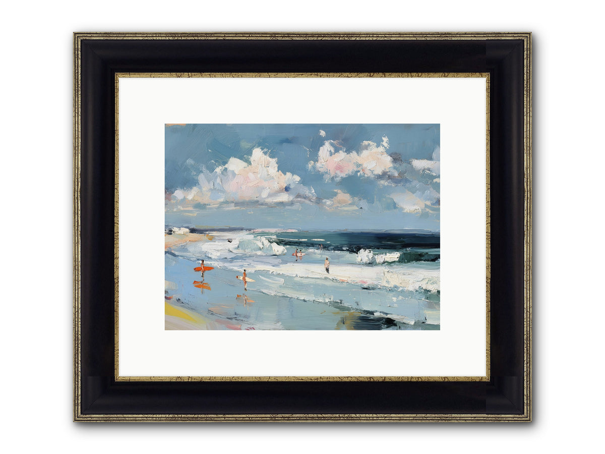 Tide Riders Framed Print - Black & Gold 12x9
