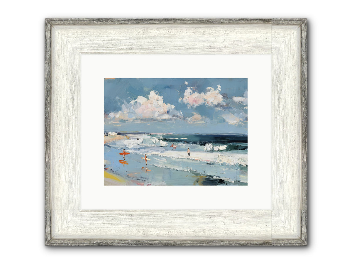 Tide Riders Framed Print - Driftwood White 12x9