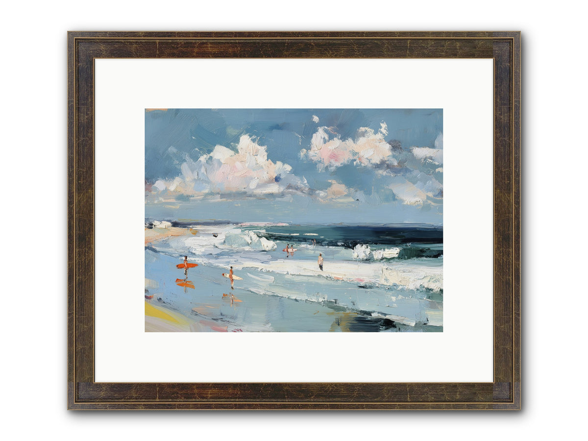 Tide Riders Framed Print - Slimwoods Black/Gold 12x9