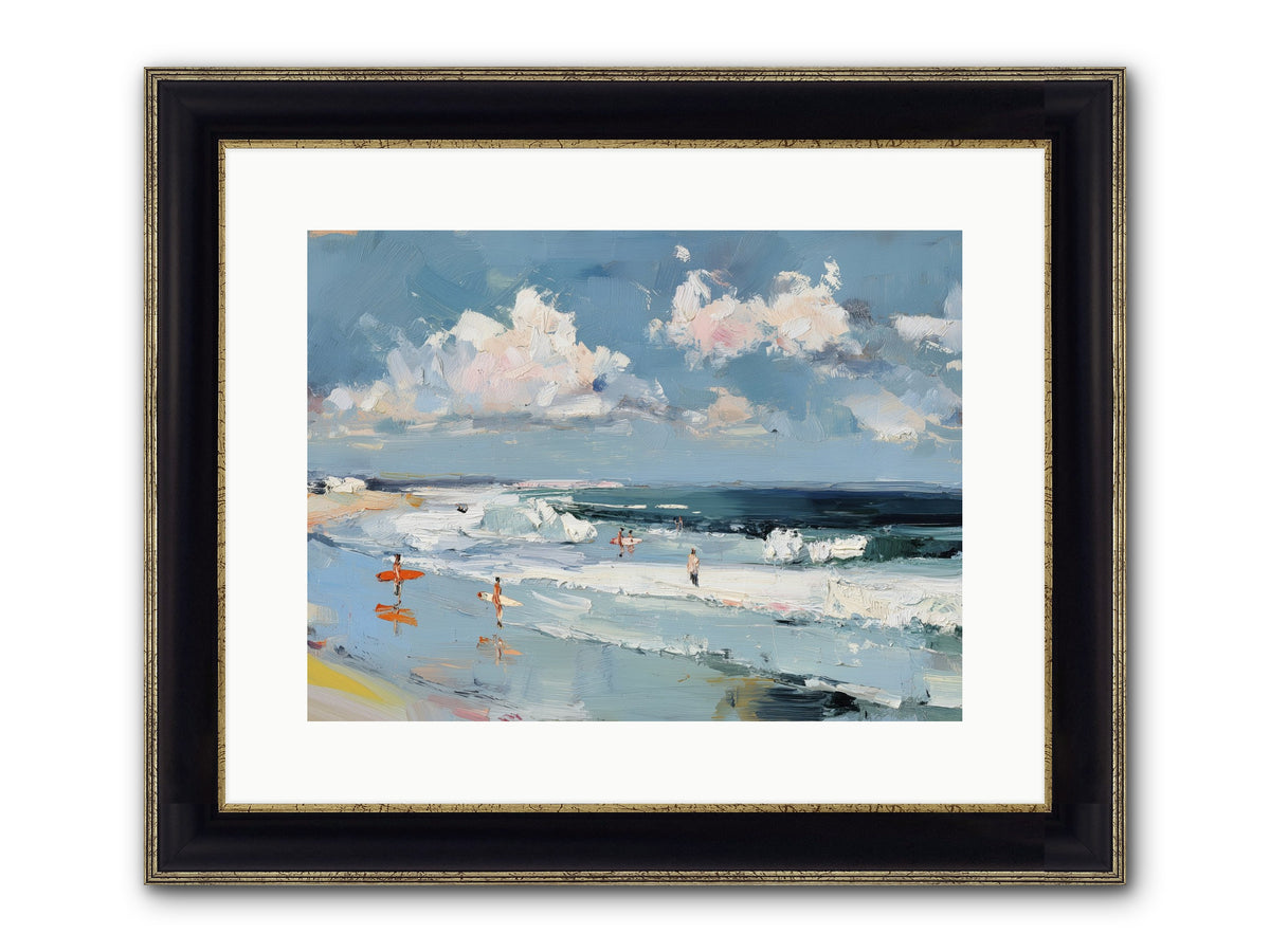 Tide Riders Framed Print - Black & Gold 16x12