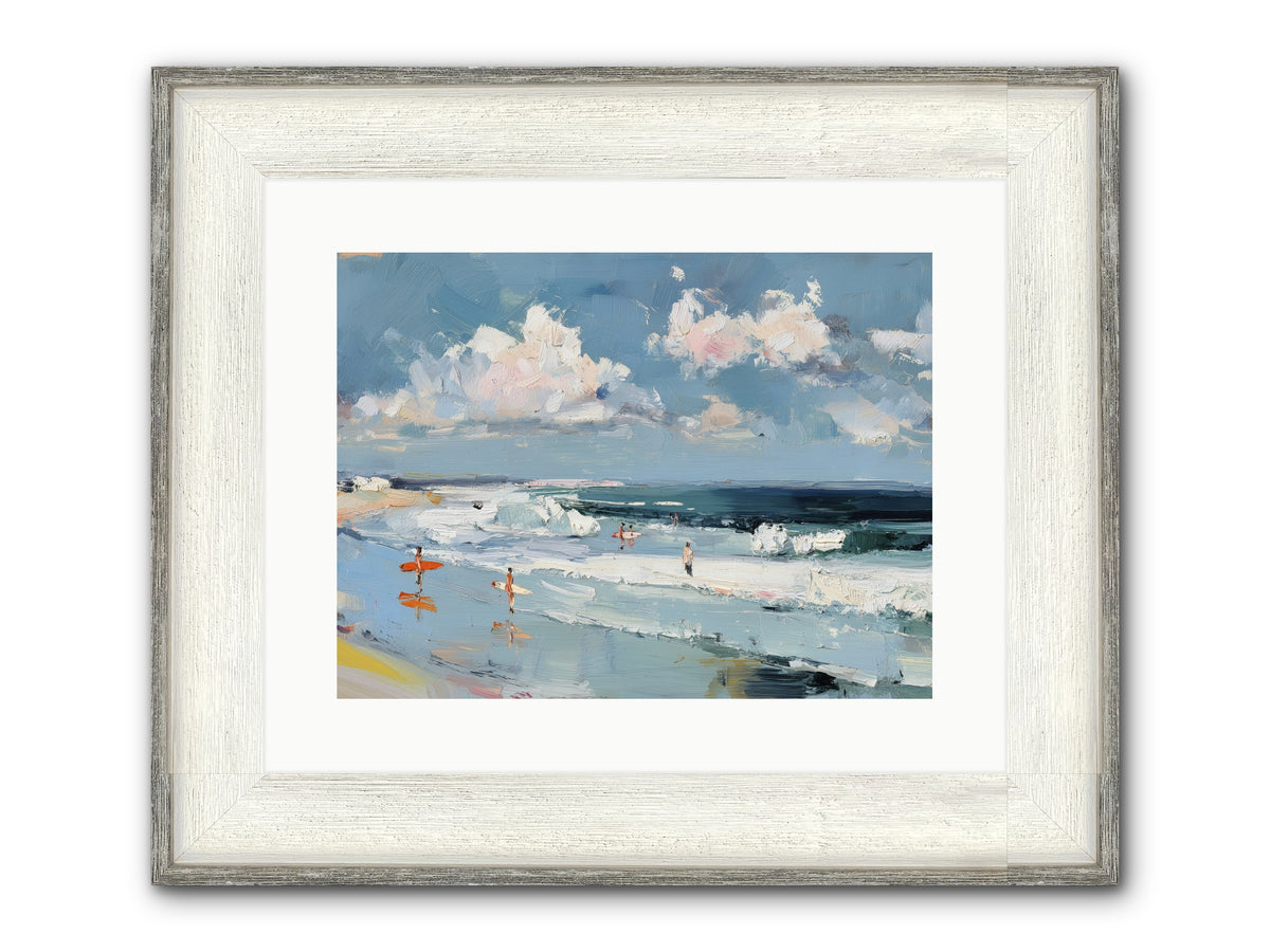 Tide Riders Framed Print - Driftwood White 16x12