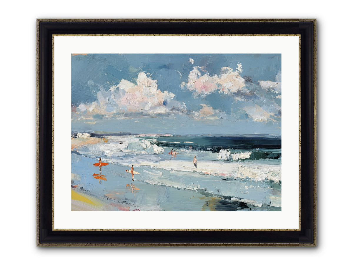 Tide Riders Framed Print - Black & Gold 24x18
