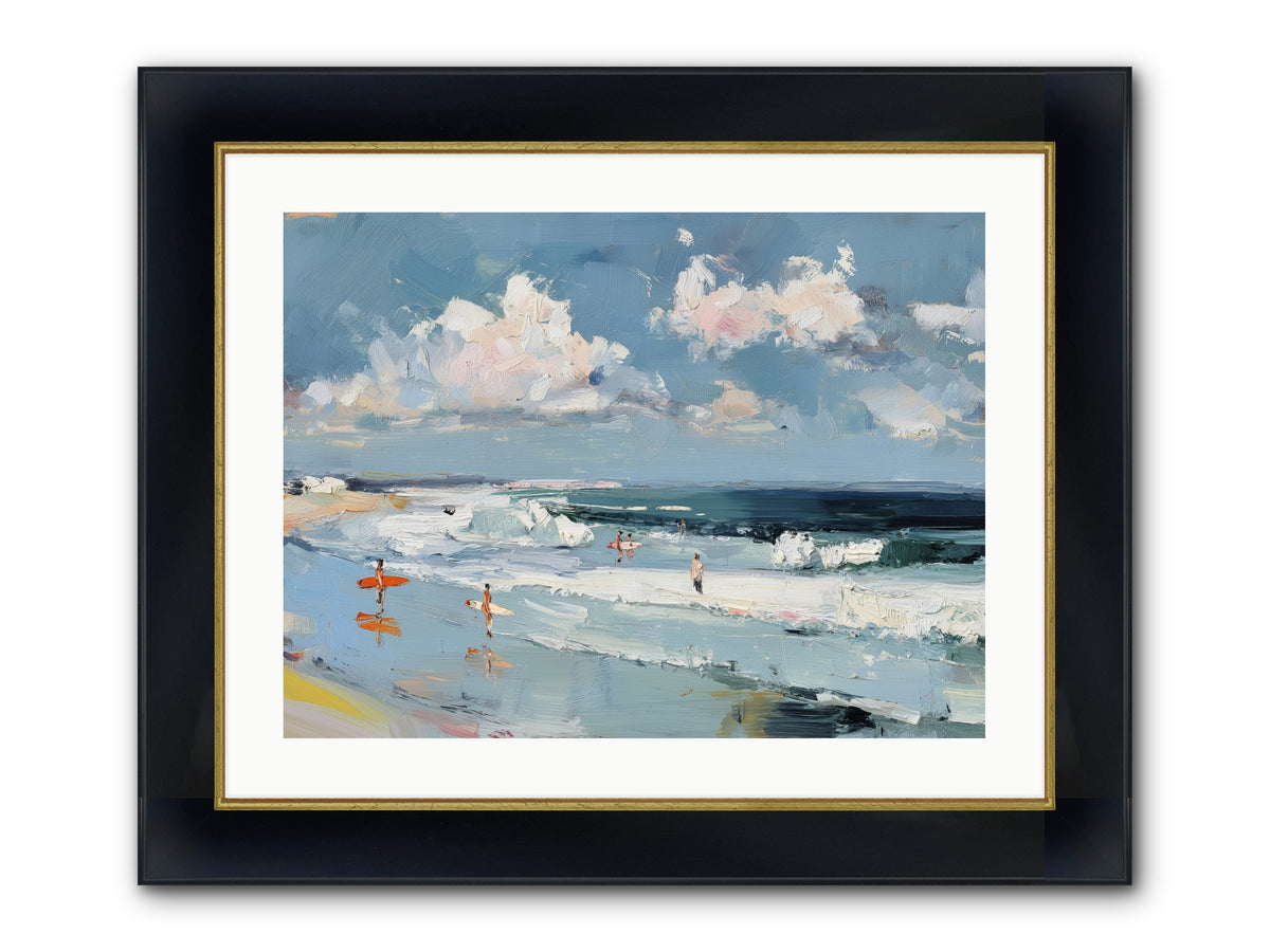 Tide Riders Framed Print - Wide Black w/Gold 24x18