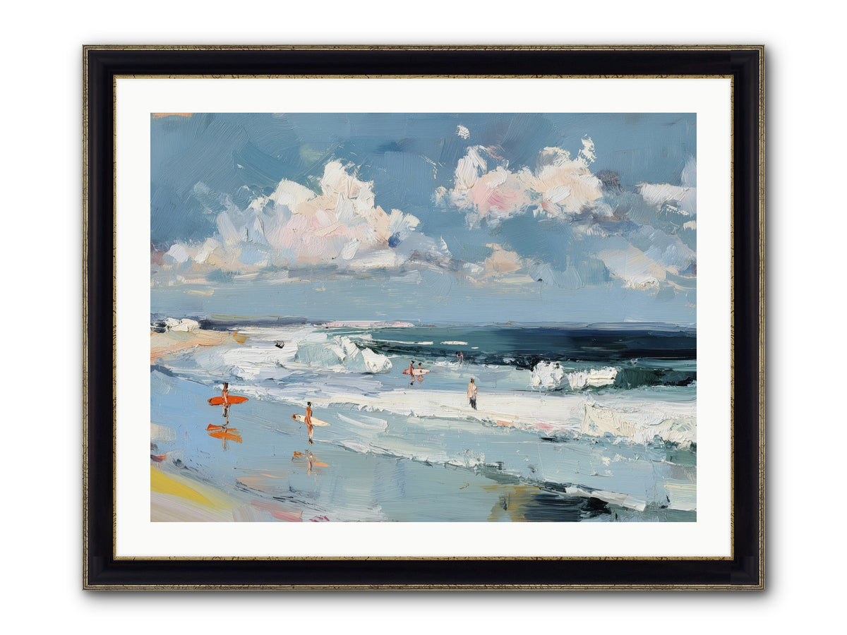 Tide Riders Framed Print - Black & Gold 32x24