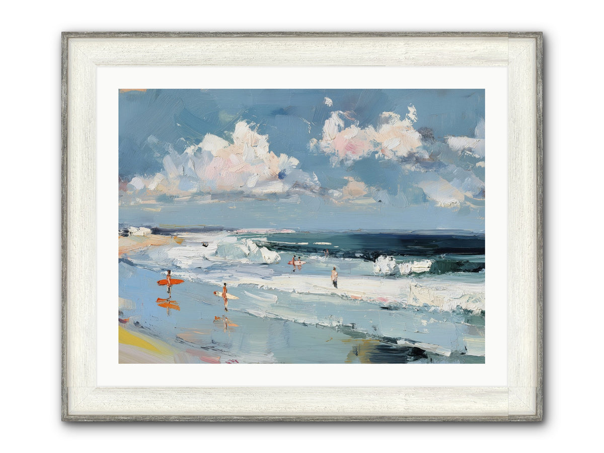 Tide Riders Framed Print - Driftwood White 32x24