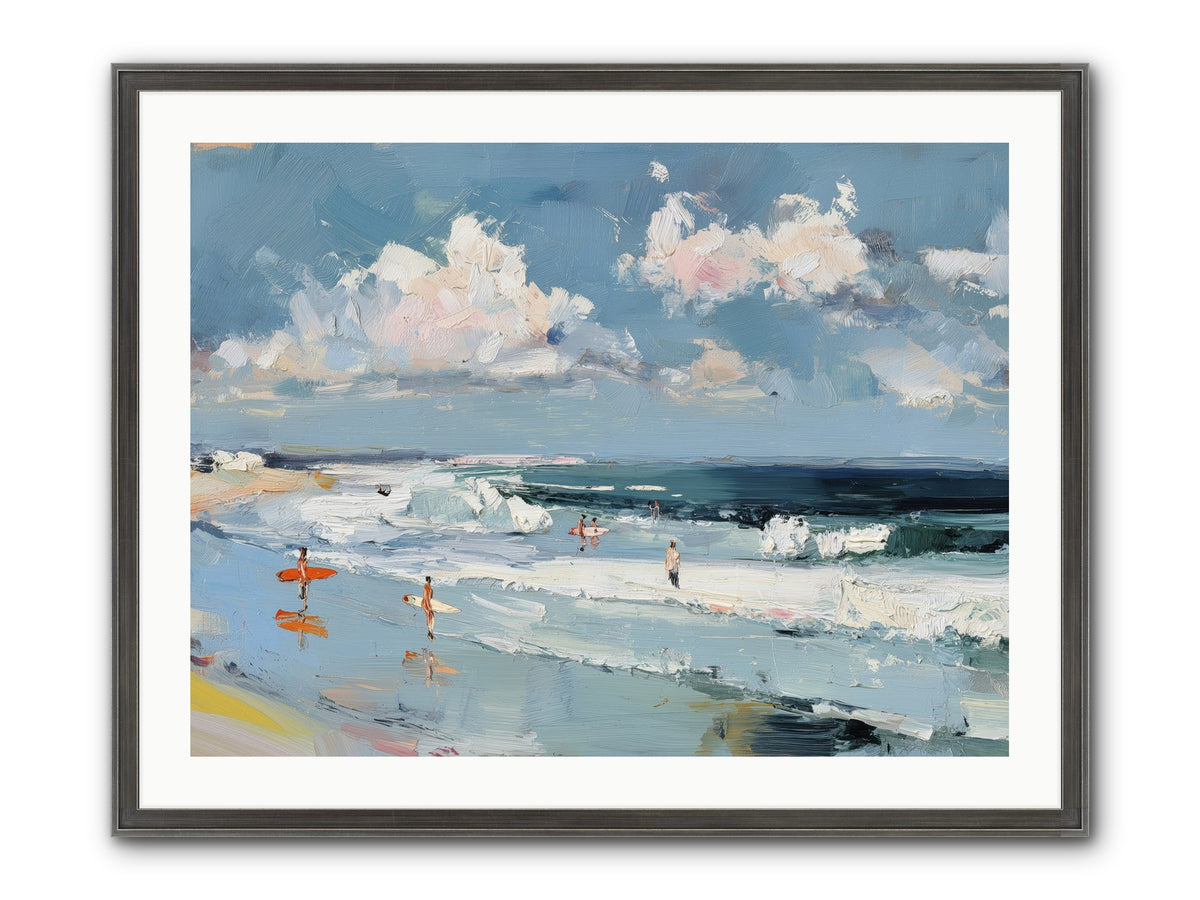 Tide Riders Framed Print - Slimwoods Black/Silver 32x24
