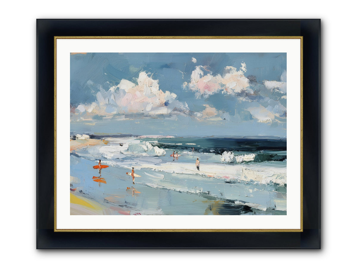 Tide Riders Framed Print - Wide Black w/Gold 32x24