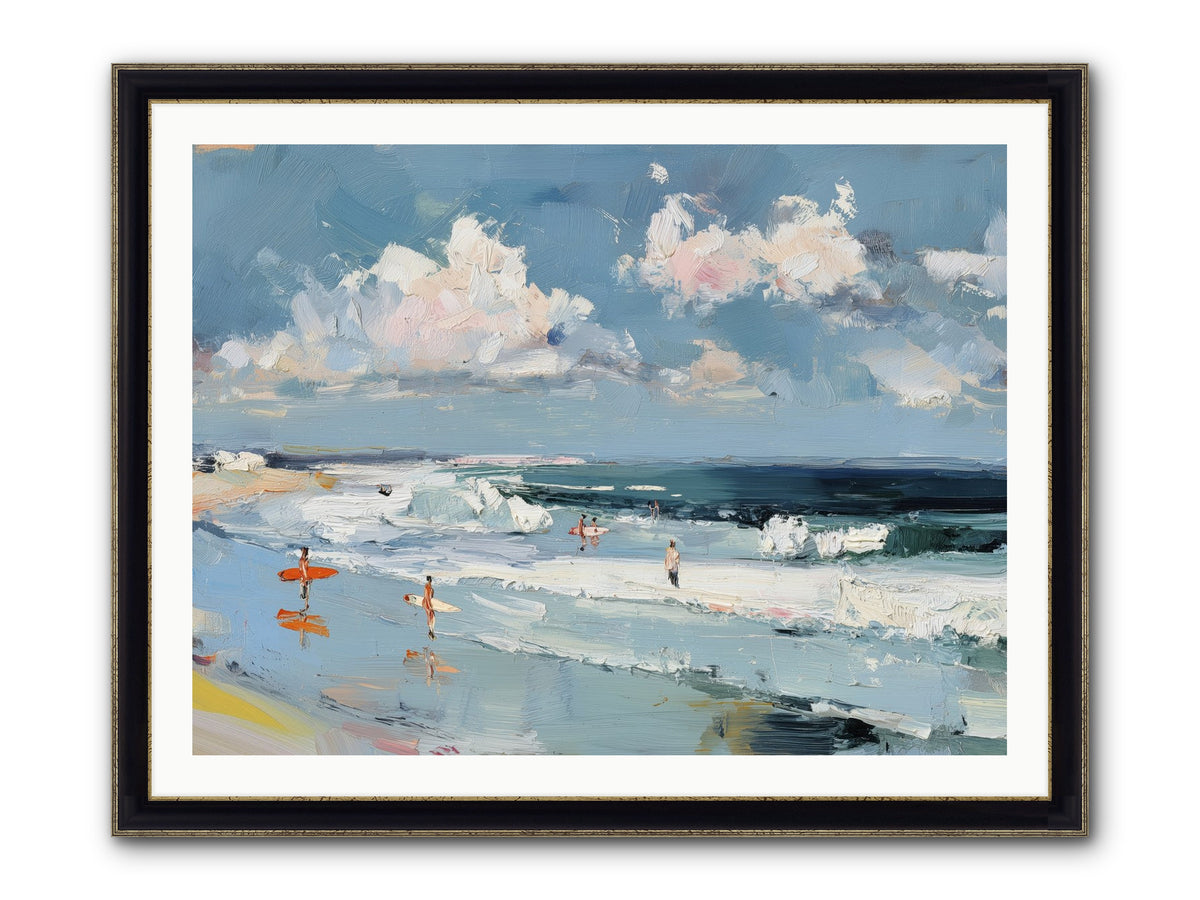 Tide Riders Framed Print - Black & Gold 40x30