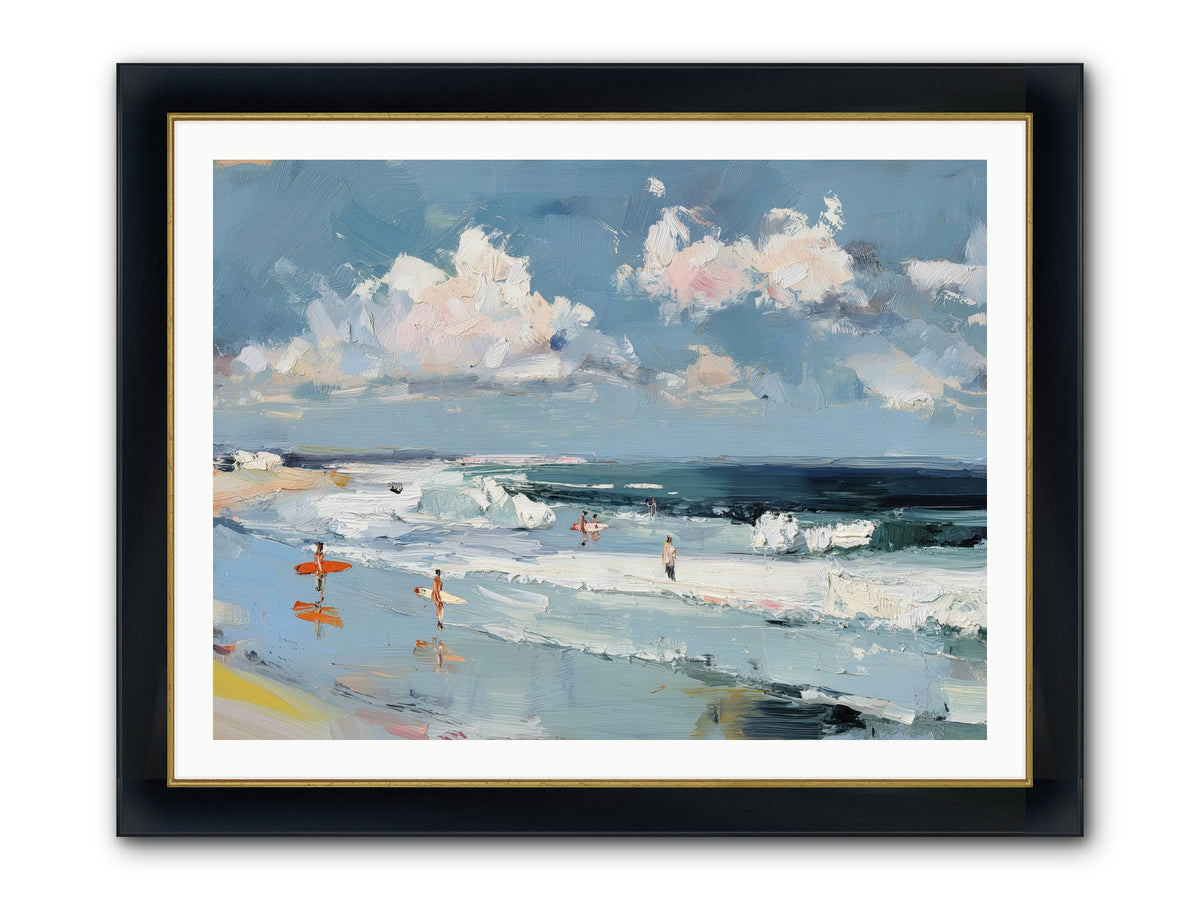 Tide Riders Framed Print - Wide Black w/Gold 40x30