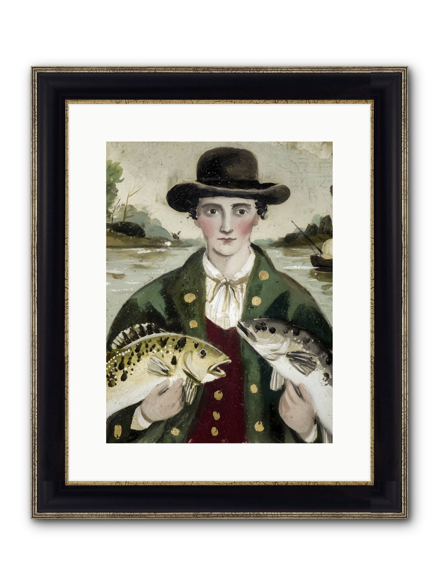 Tide Walker Framed Print - Black & Gold 12x16