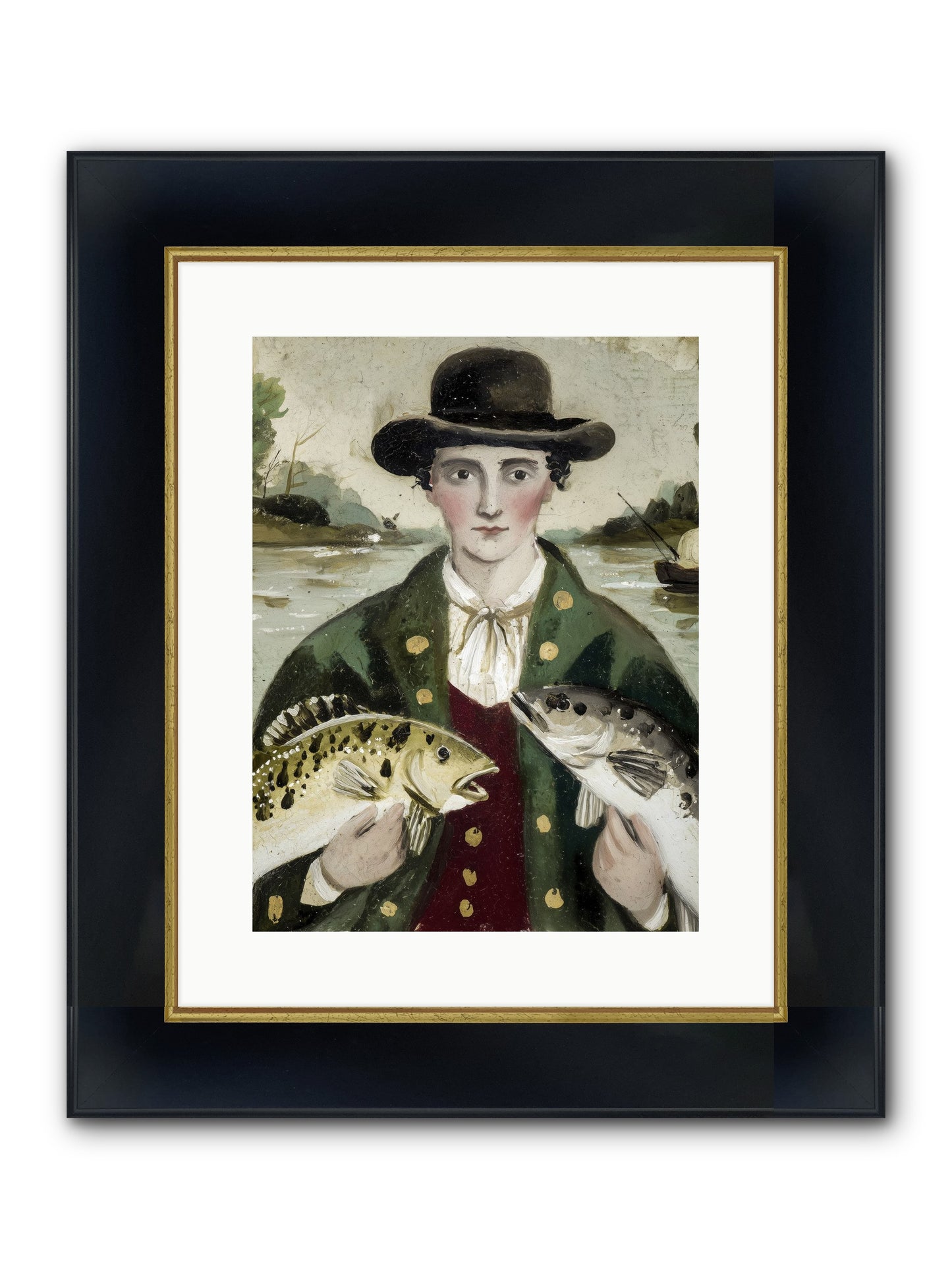 Tide Walker Framed Print - Wide Black w/Gold 12x16