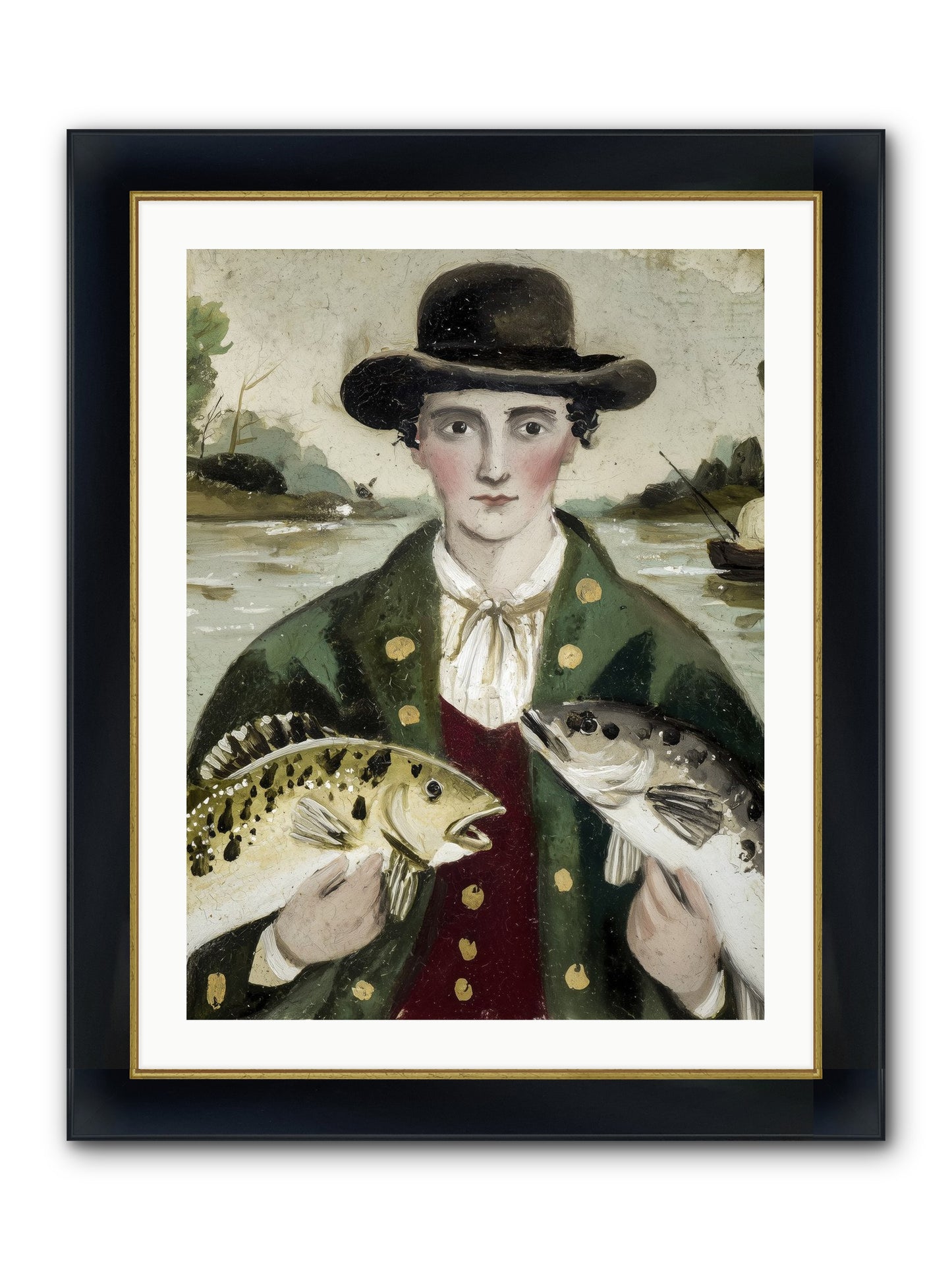 Tide Walker Framed Print - Wide Black w/Gold 24x32