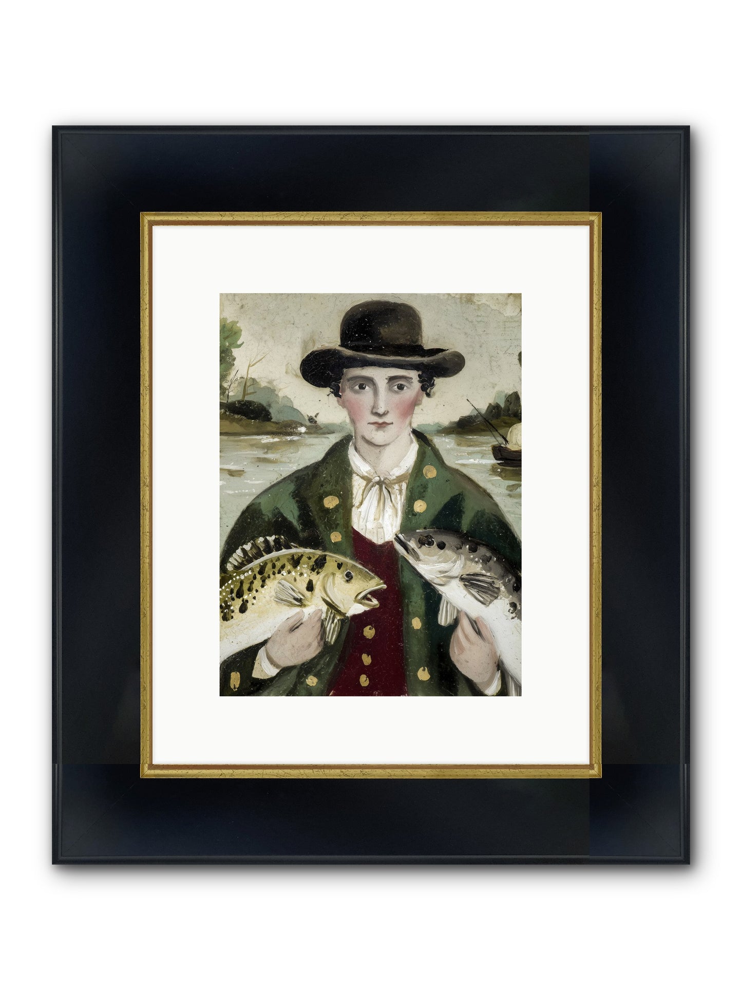 Tide Walker Framed Print - Wide Black w/Gold 9x12