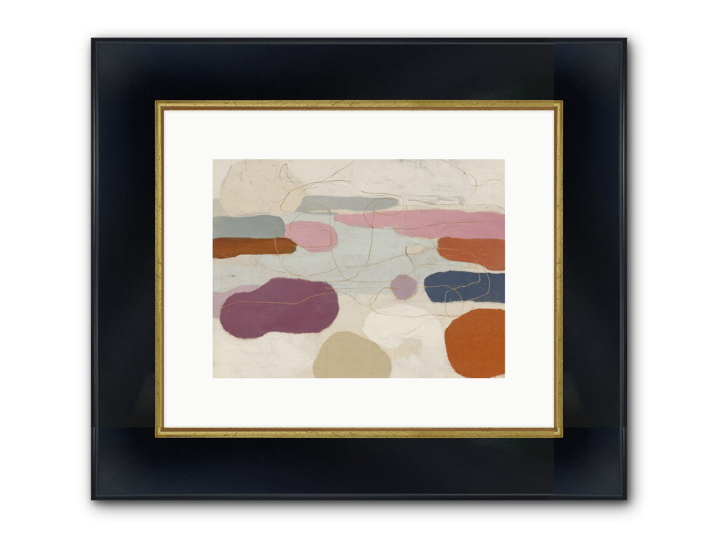 Tideline Framed Print - Wide Black w/Gold 12x9